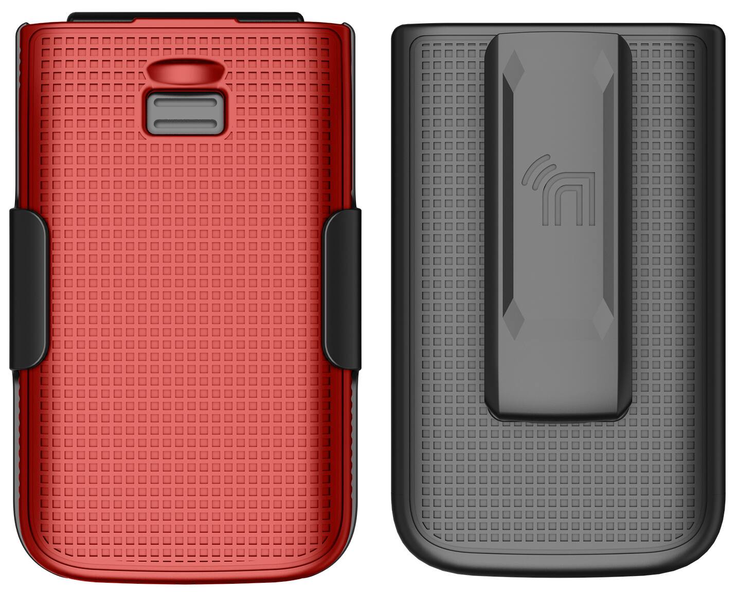 Alt View 2. Nakedcellphone - Combo for Lively Jitterbug Flip 3 Phone - Hard Case and Belt Clip Holster - Red.