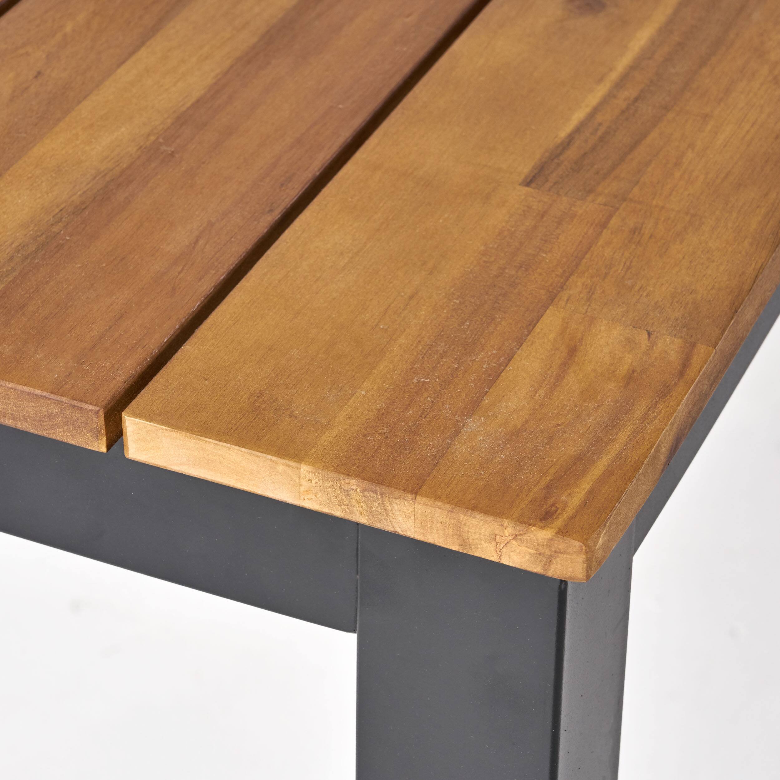 Alt View 2. Mondawe - 71"L Acacia Wood Rectangular Outdoor Dining Table - Black+Brown.