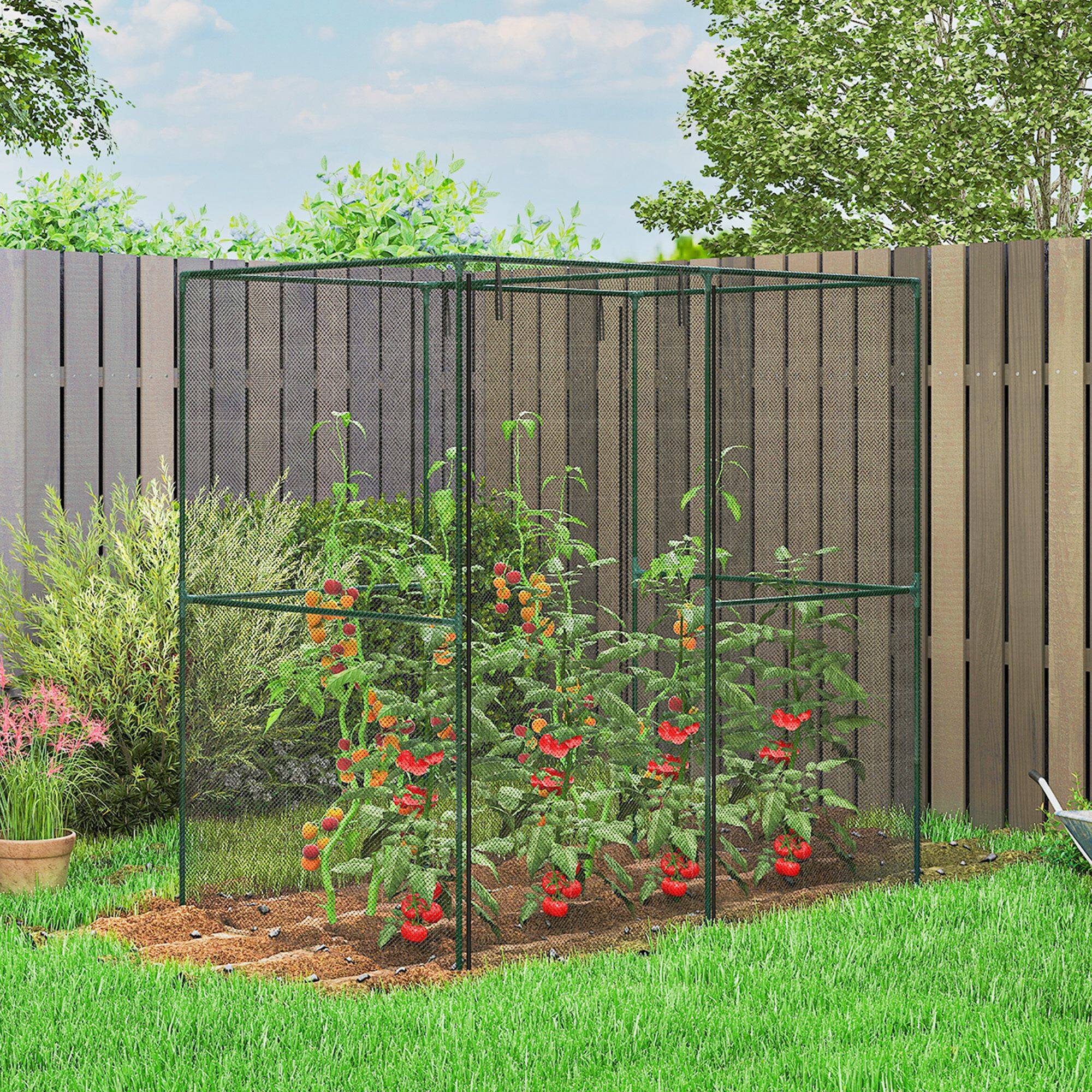 Alt View 1. Outsunny - 6' x 4' x 6' Crop Cage, Plant Protection Tent with Zippered Doors for Vegetable Garden, Backyard.