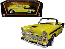 1956 Chevrolet Bel Air Convertible Yellow/Black 1/18 Diecast Car Model by Road Signature - Yelow, Black