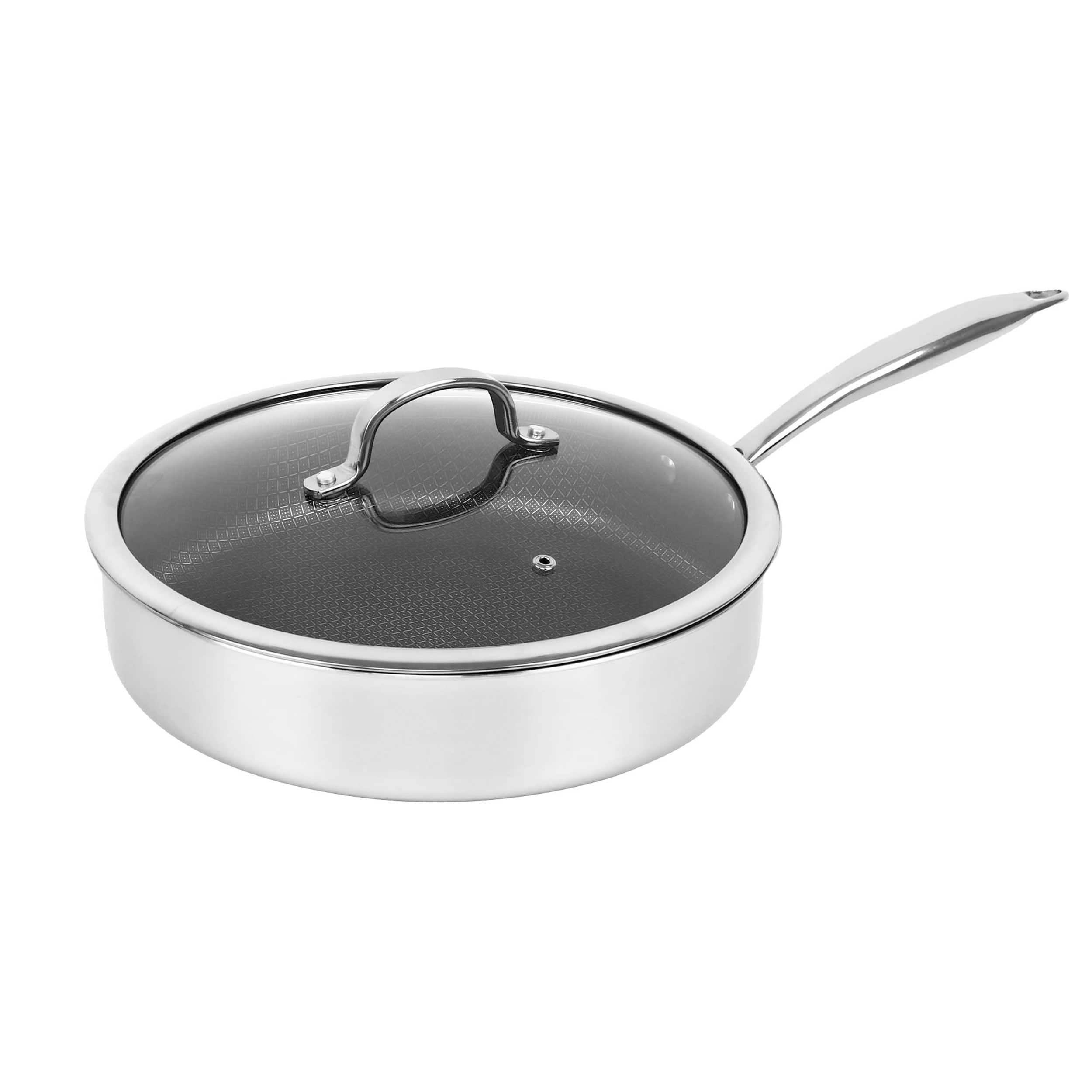 Brentwood - 11 inch Hybrid Non-Stick Stainless Steel Deep Saute Pan with Glass Lid - Silver price history on PriceWatchPro