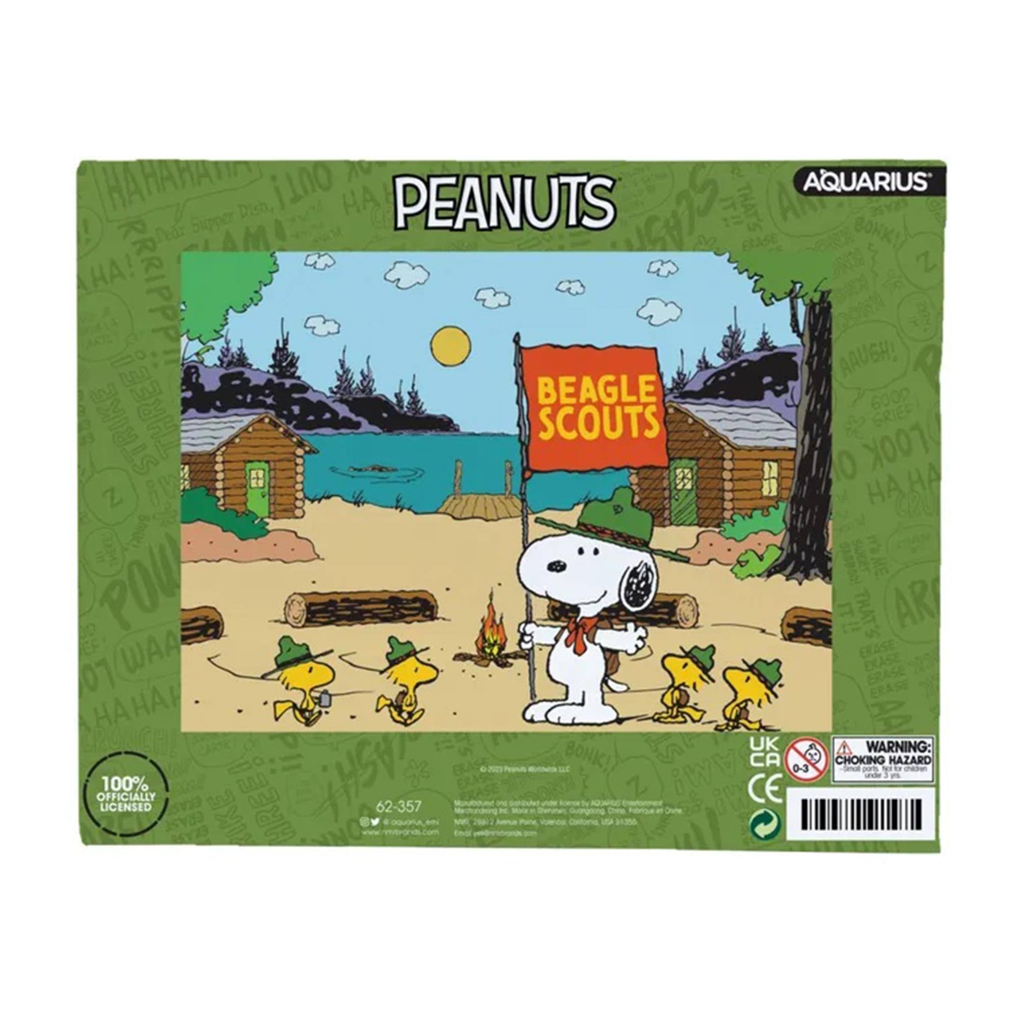 Sure, here is the corrected and grouped text from the image:

---

**PEANUTS**

**AQUARIUS**

**BEAGLE SCOUTS**

**100% OFFICIALLY LICENSED**

**WARNING: CHOKING HAZARD - Small parts. Not for children under 3 years.**

**UK CA CE**

**62-357**

**www.aquarius.com**

**Made in China**

**© 2012 Aquarius Ltd. © 2012 Peanuts Characters © United Artists Media Group. All Rights Reserved.**

**HAHAHAHA!**

**M AQUARIUS Dish, PEANUTS THAT'S HA! Pear Supper GHS ERASE BONK! Z RRIPPPI AAUGHI THREE! BEAGLE 6000 STRIKE SCOUTS GRIEF 10 LOOK BVA HA Z POU TRAT'S AR WAA ERASE ERASE 01 BRASE ERASE HH ST UK WARNING: - -E BONK! AM! CA 0-3 CHOKING 3 MAZARD OFFICIALLY LICENSED 100% ERAST RIK DAD THSV 6