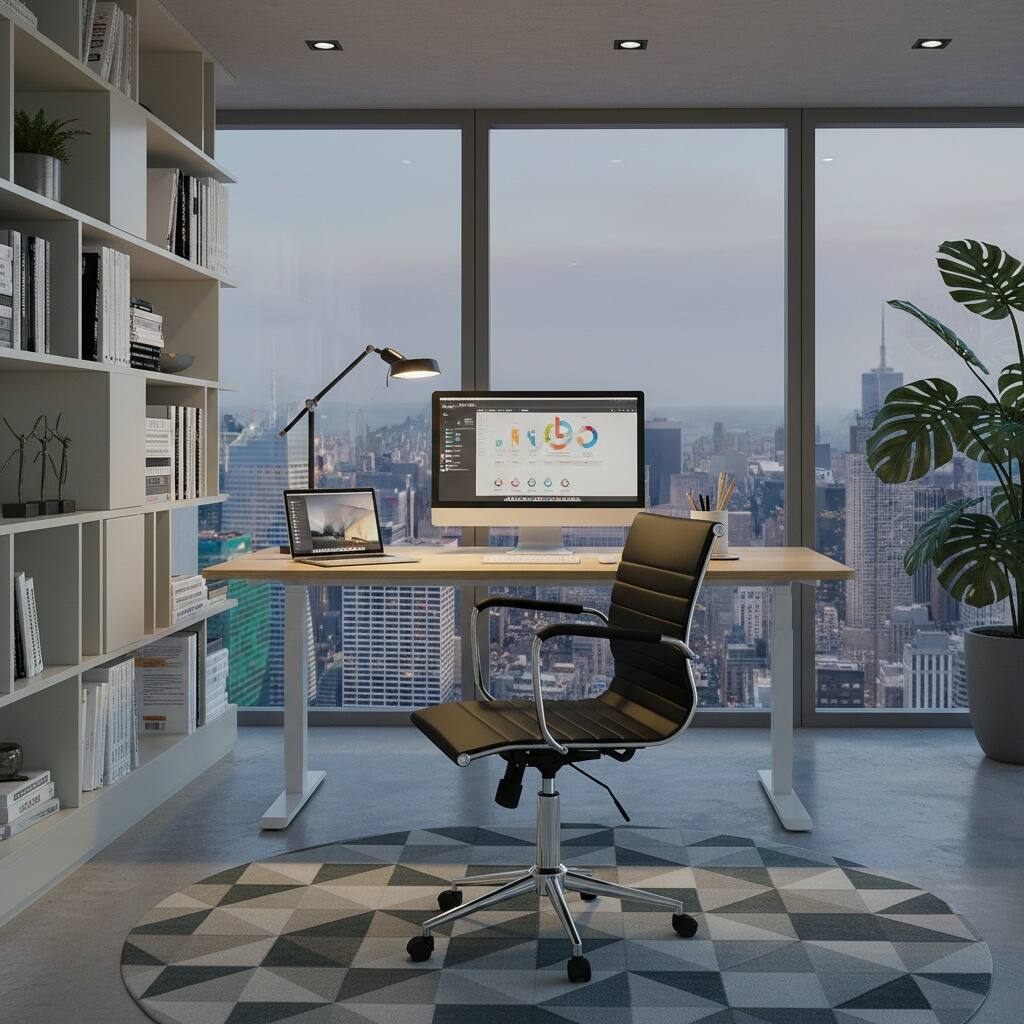 Alt View 5. Forest'nSky - Techni Mobili Executive Office Chair, Medium Back & Adjustable Height, Black - Black.