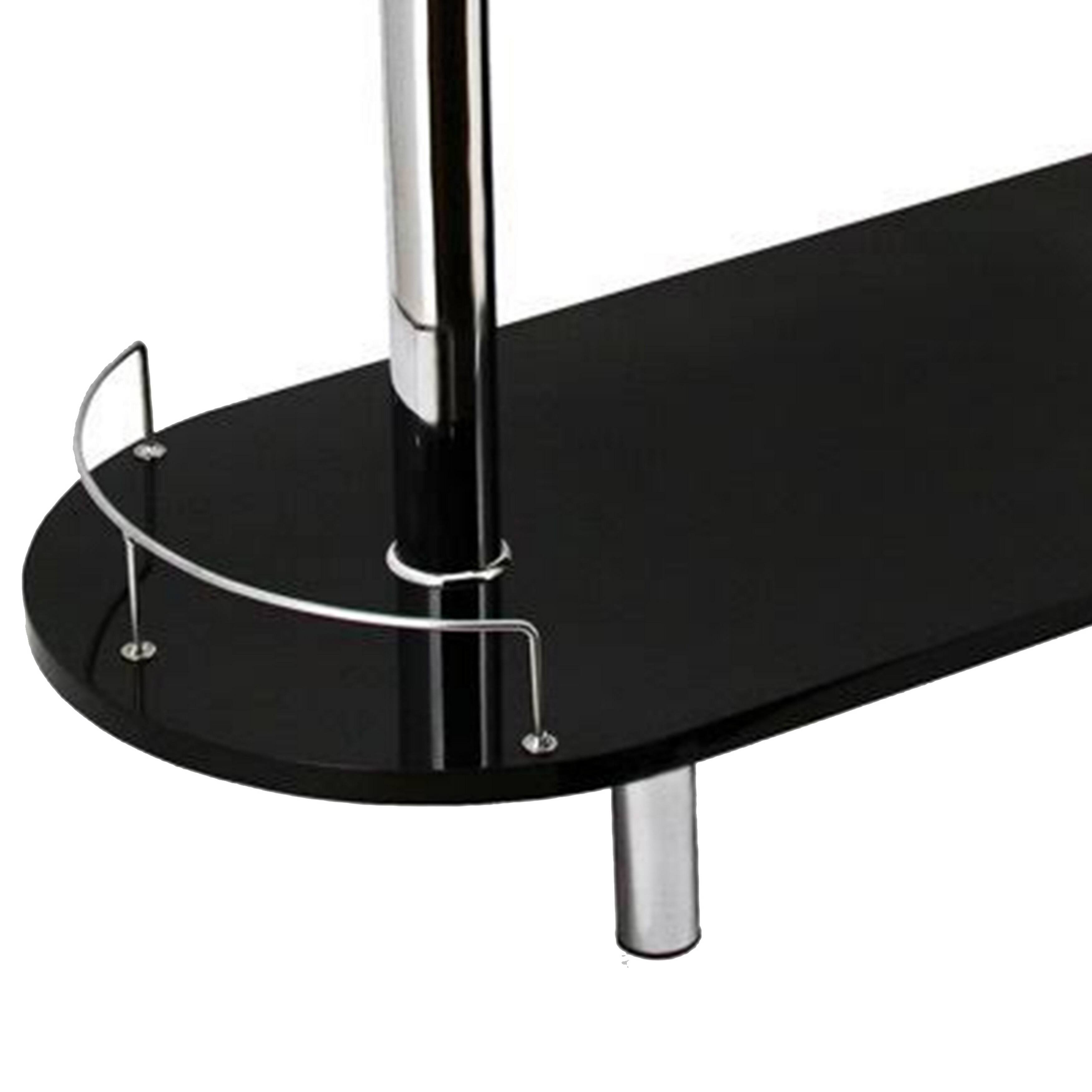 Alt View 3. Manhattan Lane - Zaina 42 Inch Modern Bar Table, 3 Shelves, Tempered Glass, Black, Chrome - Black, Chrome.