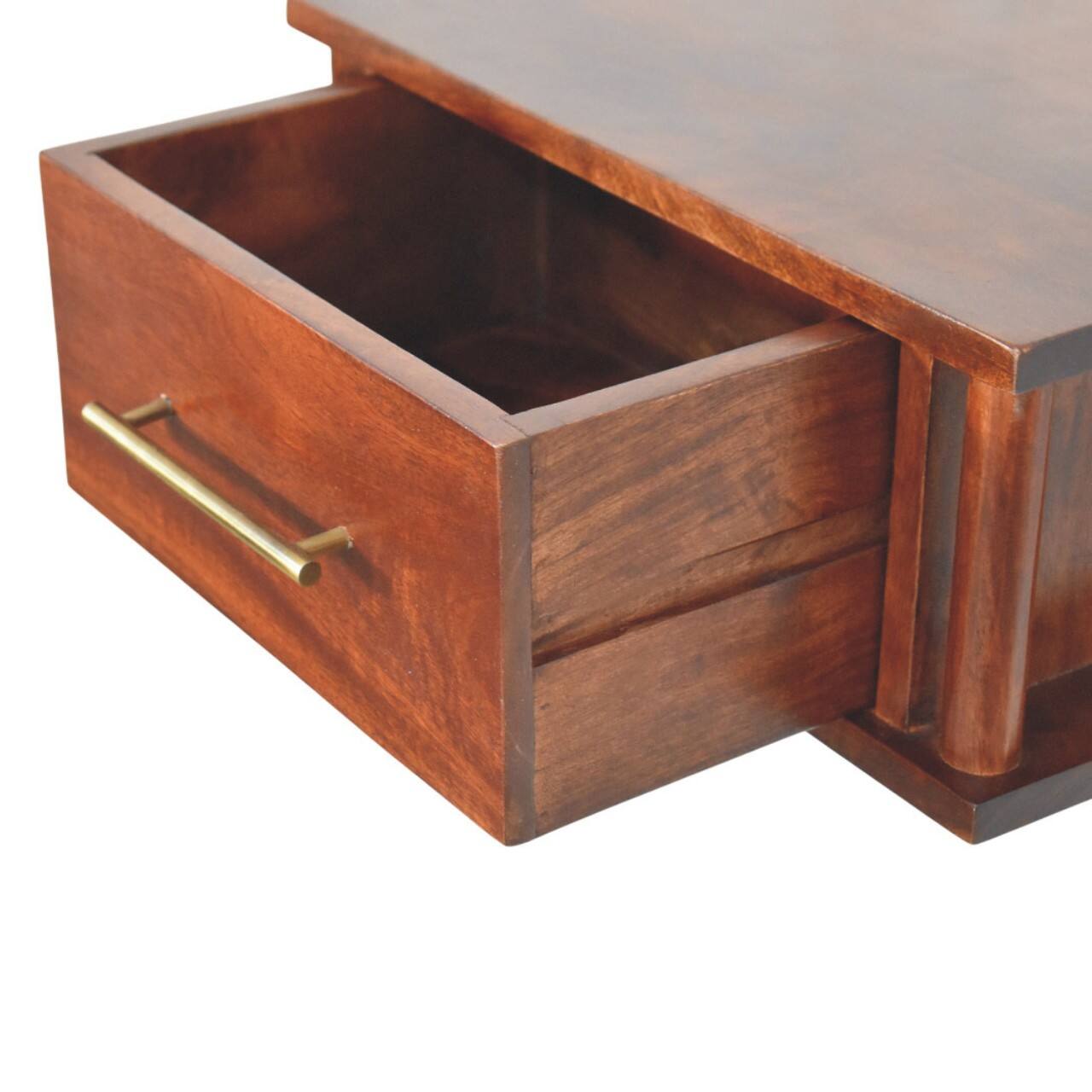 Alt View 4. Artisan Furniture - Artisan Furniture Solid Wood Wall-Mounted Bedside with Brass Handle, 1 Drawer, Dark Brown - Dark brown.