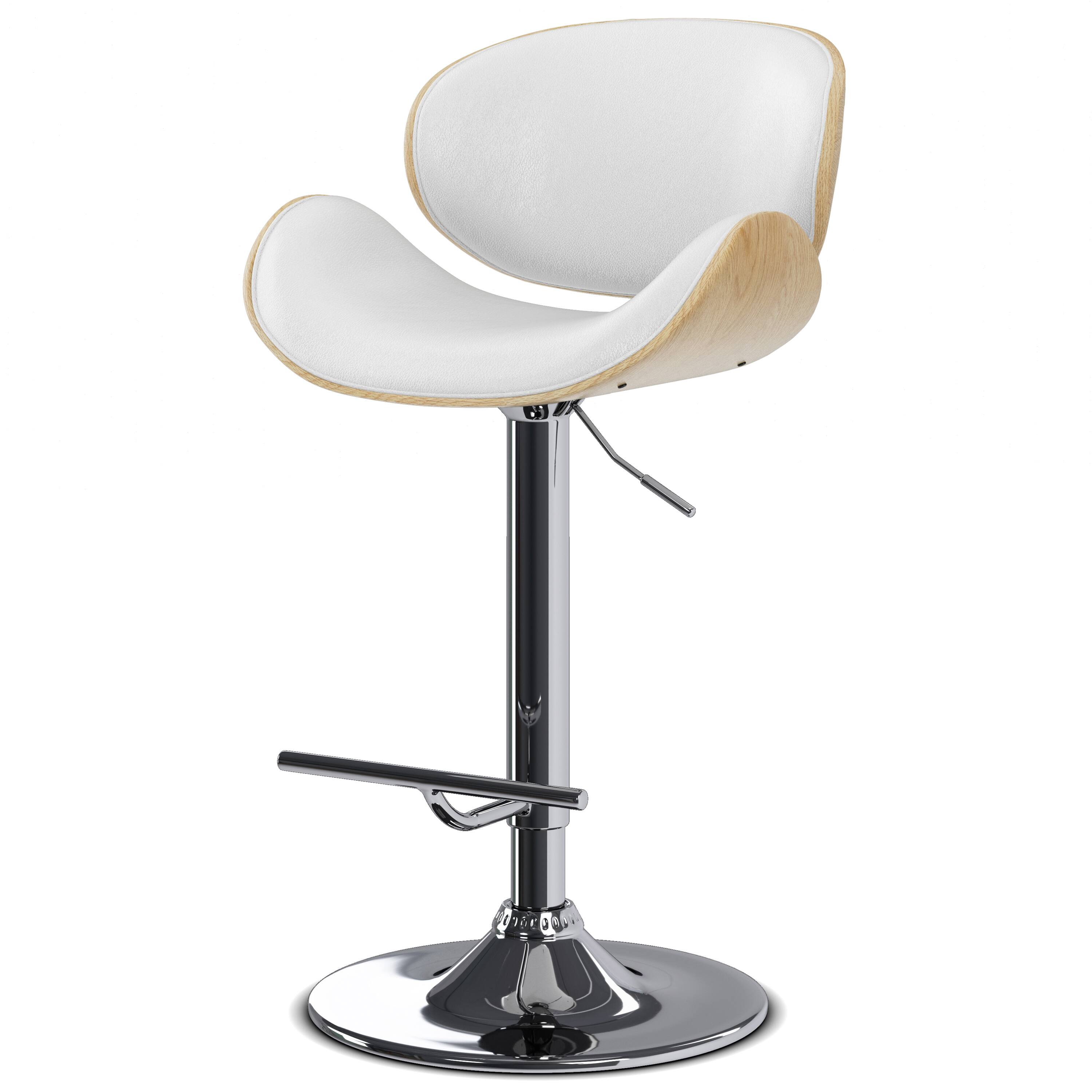 Angle. Simpli Home - Marana Bentwood Gas Lift Bar Stool - White.