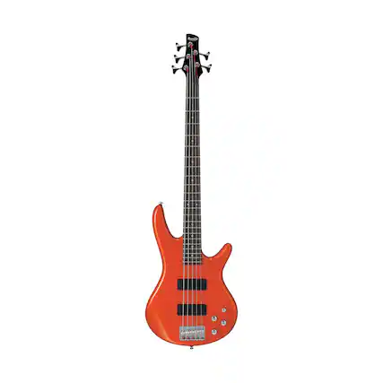 Front. Ibanez - Ibanez GSR 5-String RH Electric Bass-Guitar, Right, Roadster Orange Metallic - Orange.