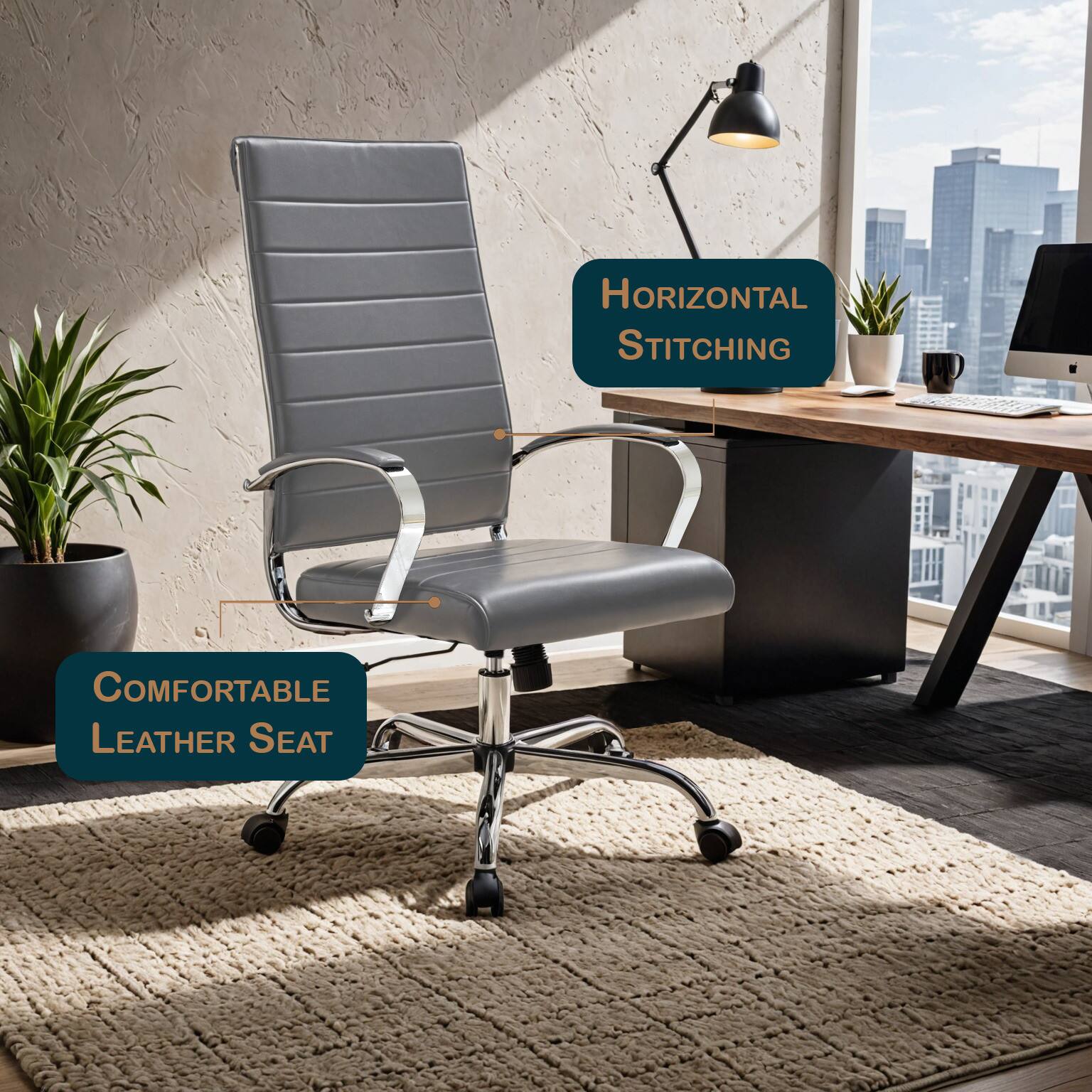 HORIZONTAL STITCHING  
COMFORTABLE LEATHER SEAT