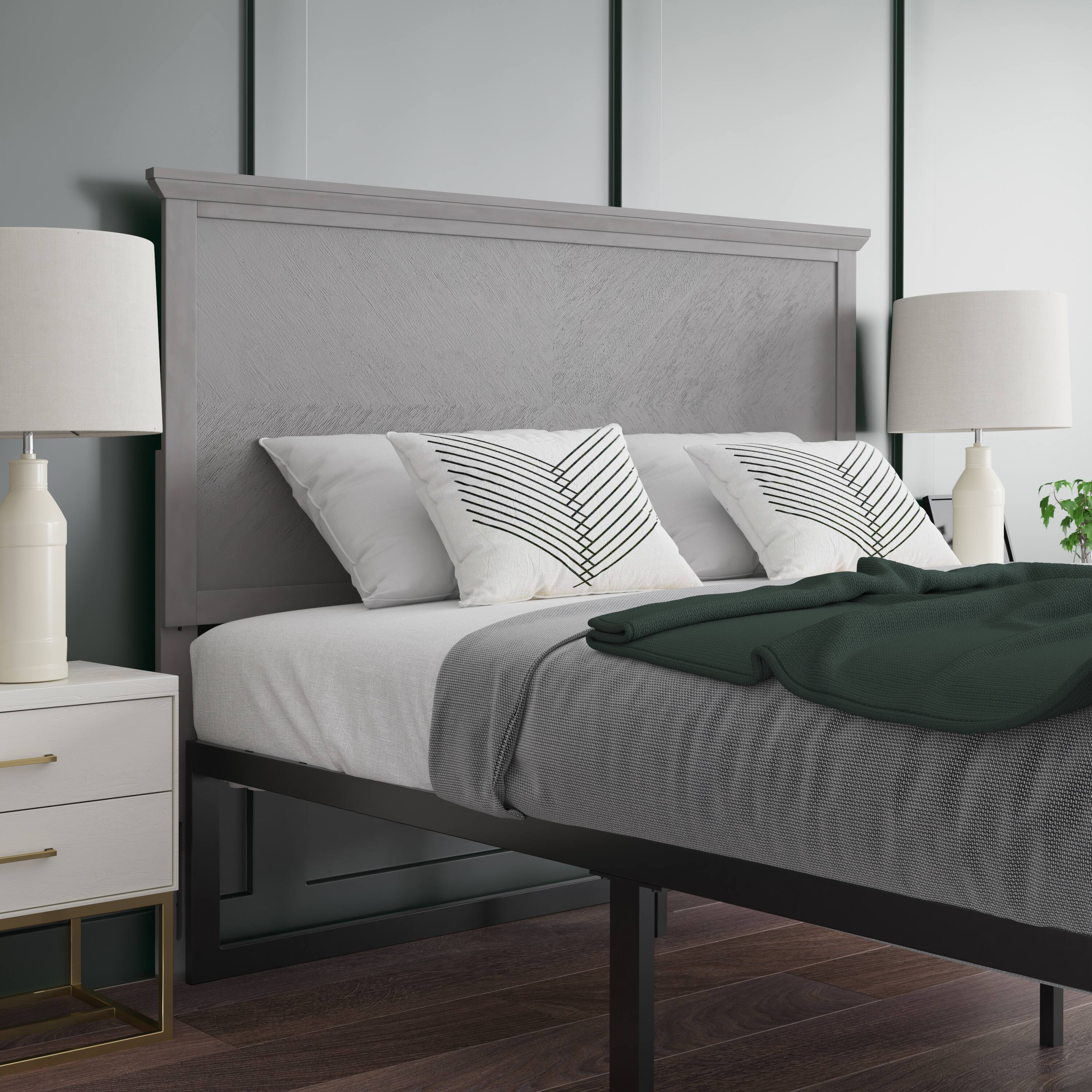 Emma + Oliver - Frenti Herring Bone Wooden Adjustable Headboard Only - Gray Wash price history on PriceWatchPro