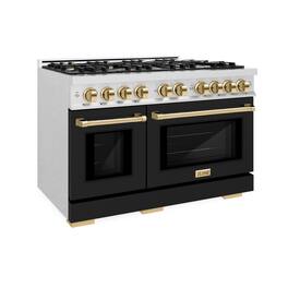 ZLINE - Autograph 48 in. Select Dual Fuel Satin Steel Range w/ Black & Gold Accents (HDRSZ-BLM-48-G) - Black Matte