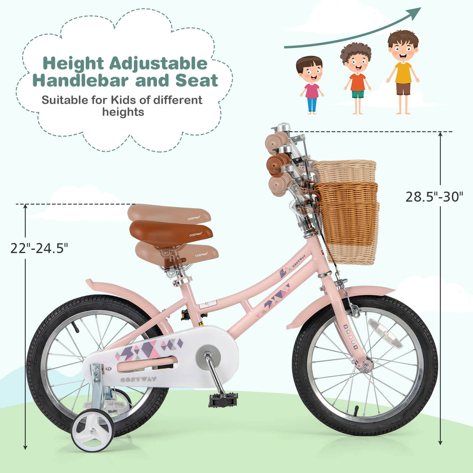 Height Adjustable Handlebar and Seat  
Suitable for Kids of different heights  

22"-24.5"  
28.5"-30"