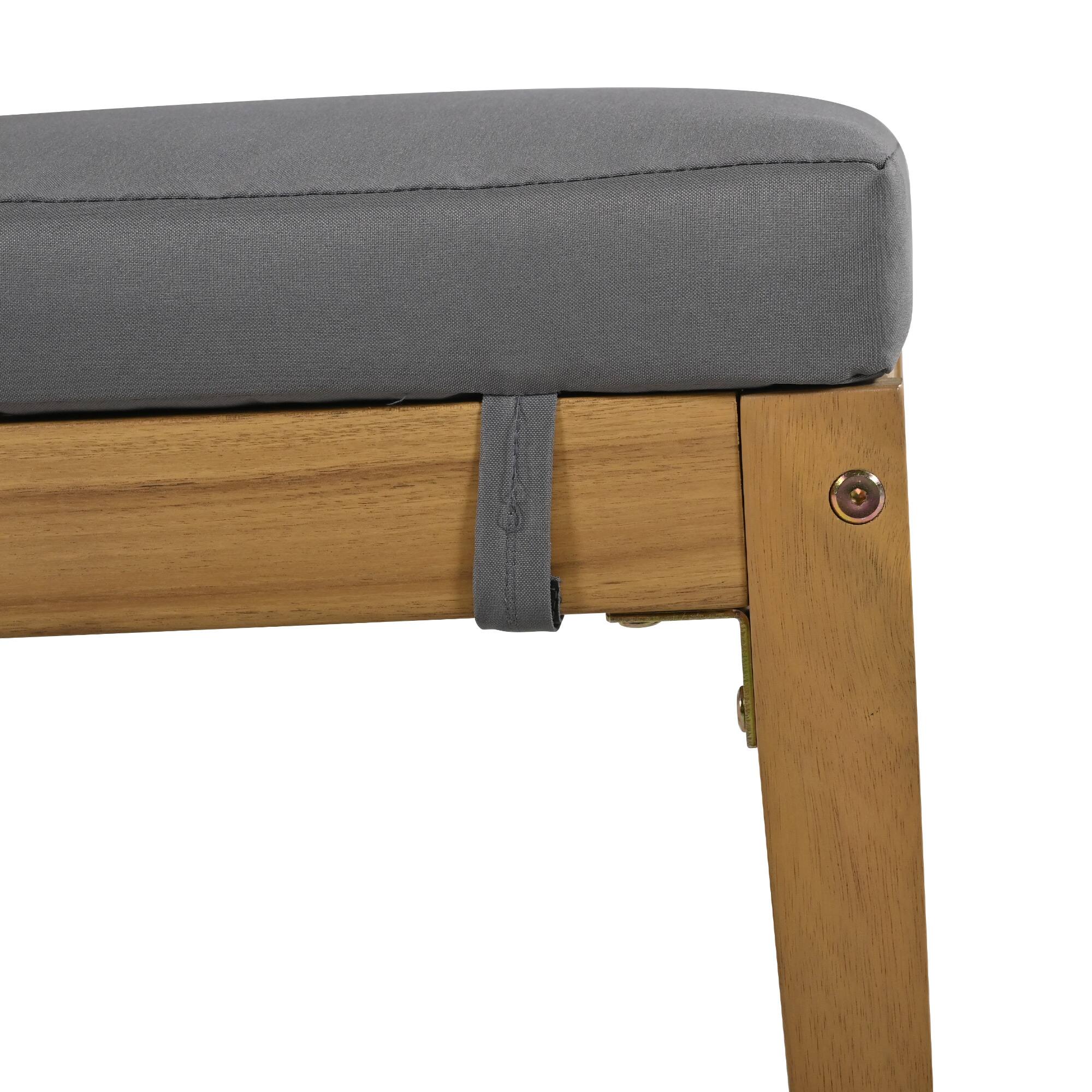 Alt View 7. Mondawe - Outdoor Acacia Wood Dining Table and Chair Set with Thick Cushions - Brown+Gray.