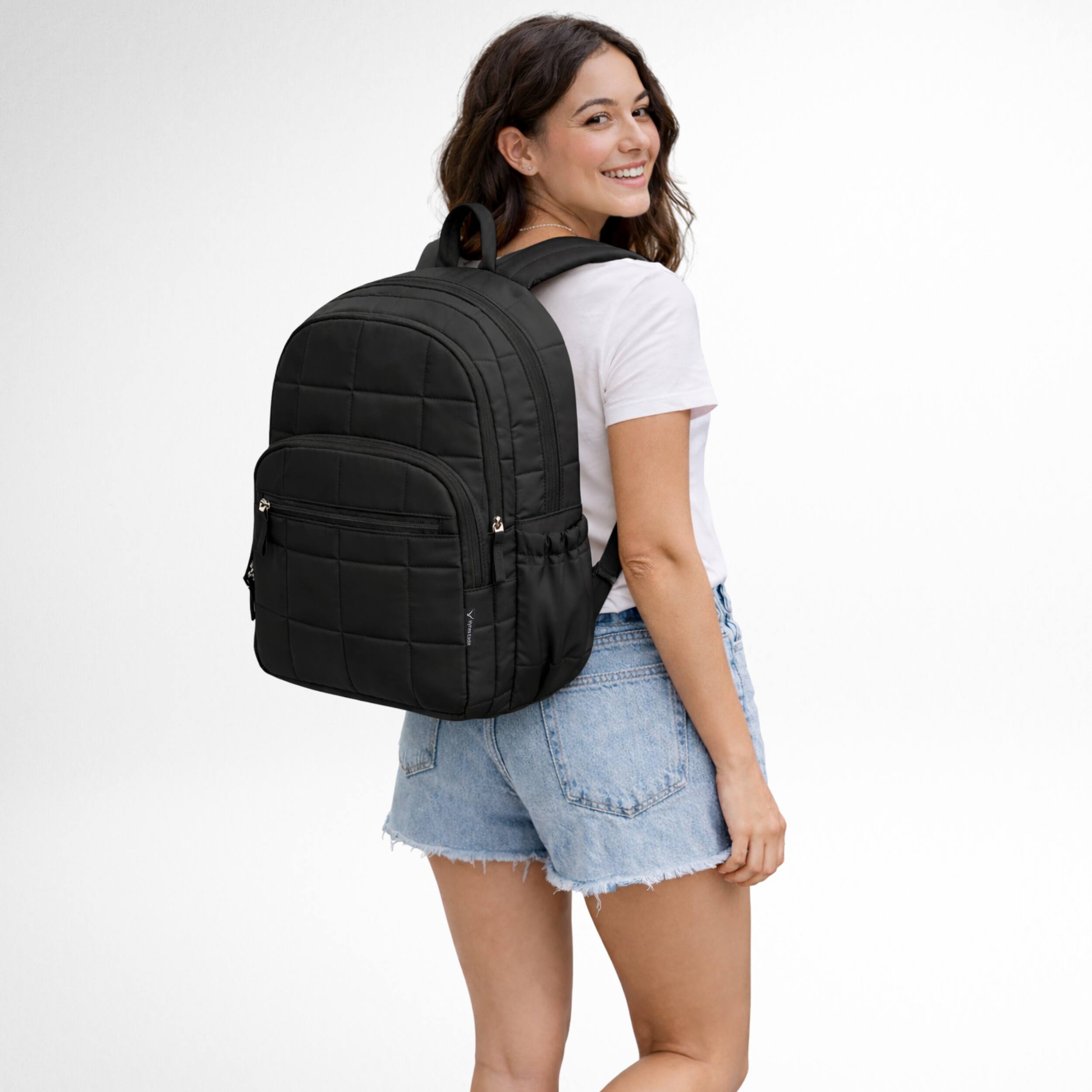 Angle. Hynes Eagle - Classic Panel Laptop Backpack - Black.