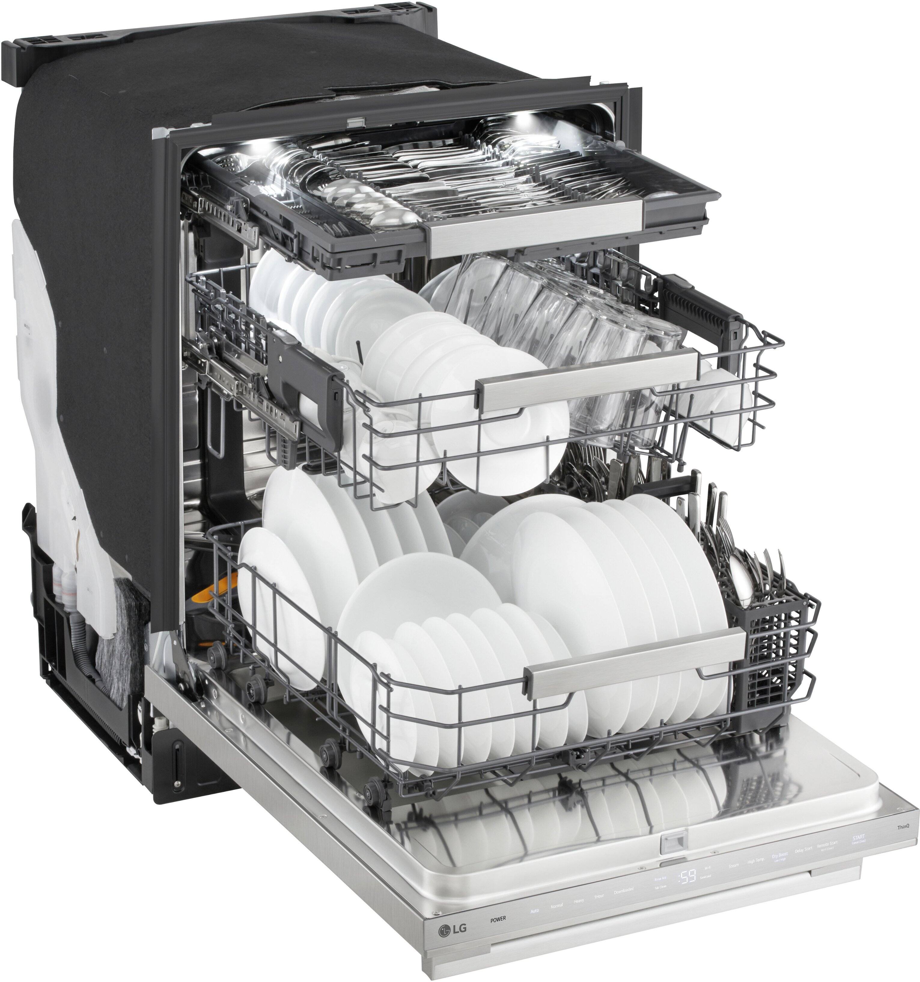 Alt View 15. LG - FlushFit 24" Top Control Smart Built-In Stainless Steel Tub Dishwasher with 3rd Rack, 1 Hour Wash & Dry Cycle and 39dBA - Printproof Stainless Steel.