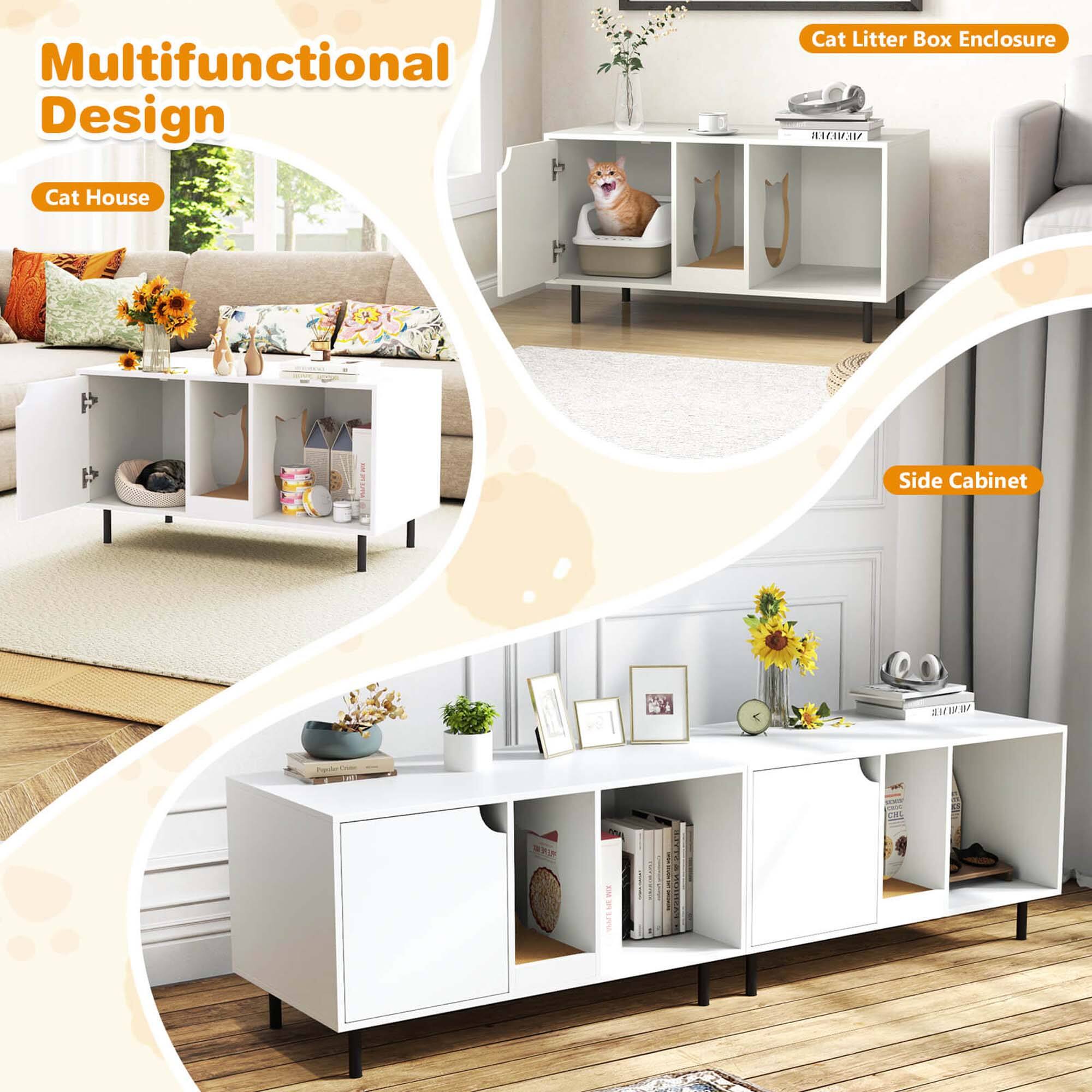 Multifunctional Design

- Cat House
- Cat Litter Box Enclosure
- Side Cabinet