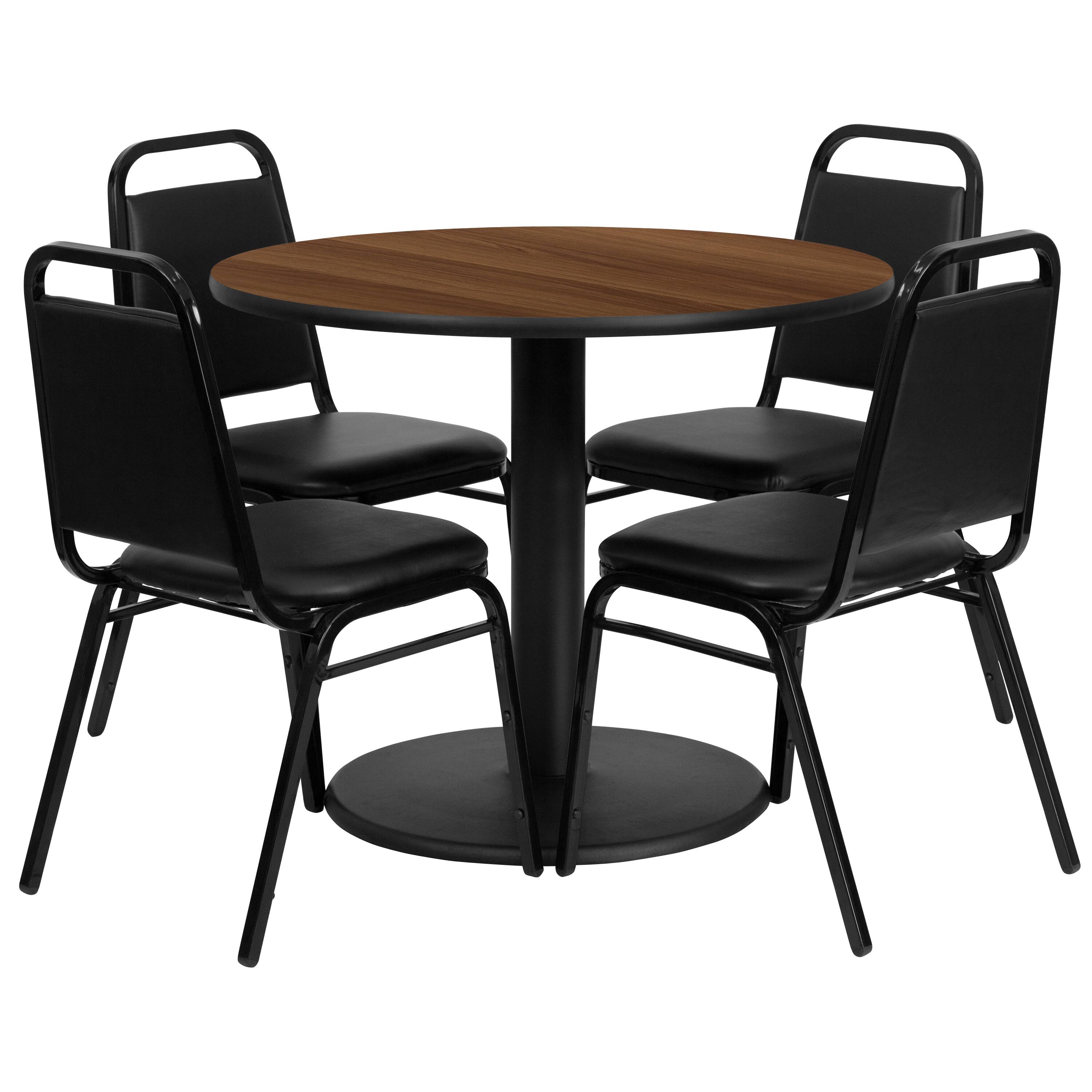 Walnut Top/Black Vinyl Seat