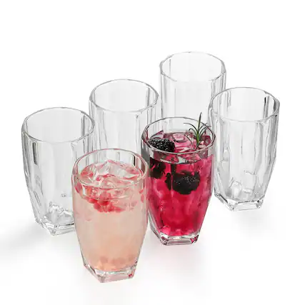 Front. BreeBe - Polyhedron Highball Glasses set of 6 - Clear.