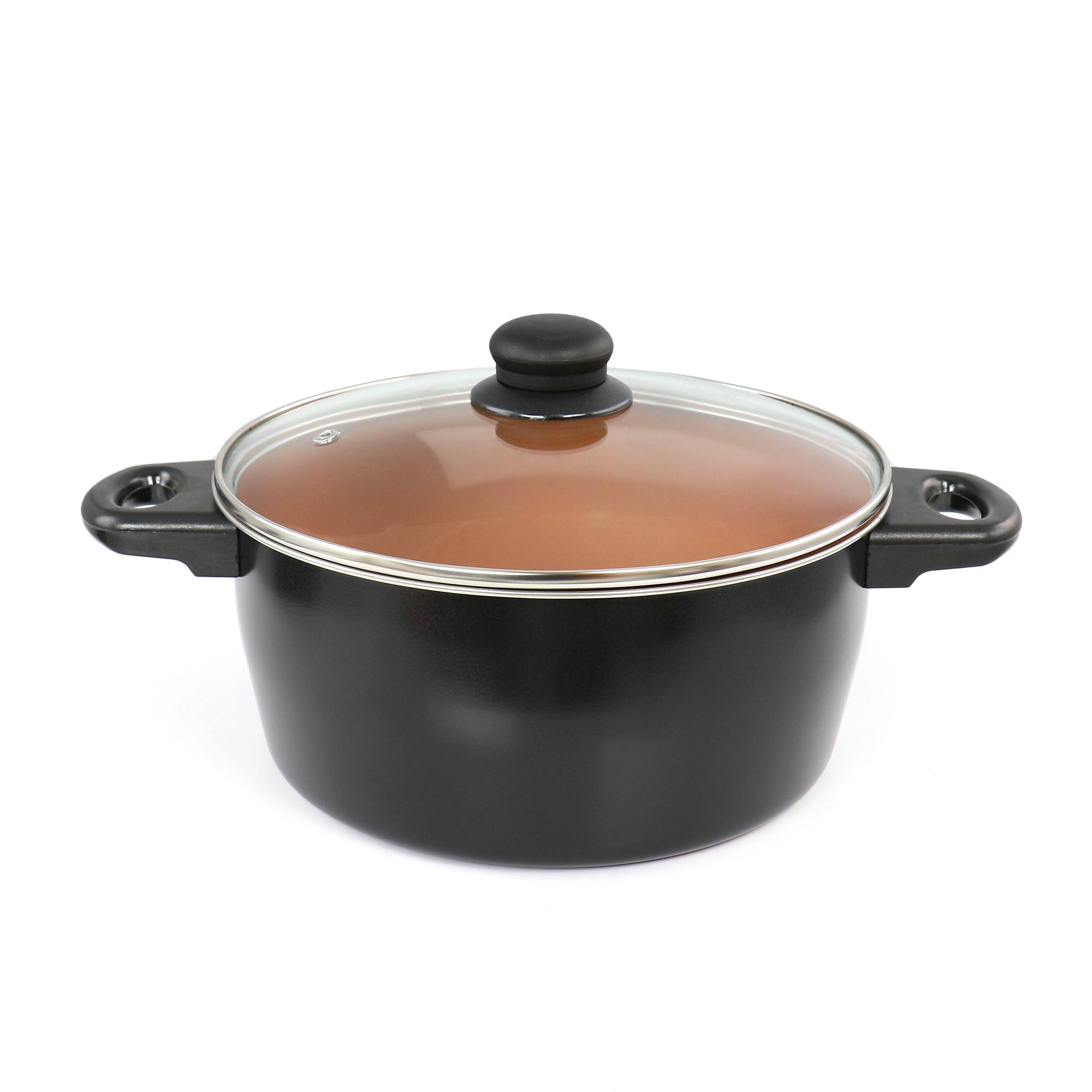 Alt View 1. Gibson - Gibson Home Armada 7 Piece Carbon Steel Nonstick Cookware Set in Black and Copper - Black.