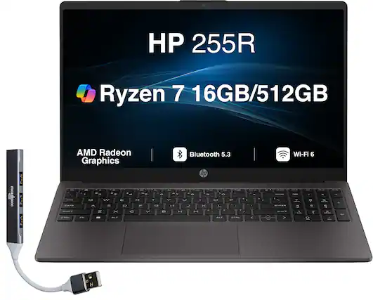 HP 255R Ryzen 7 16GB/512GB AMD Radeon Graphics Bluetooth 5.3 Wi-Fi 6