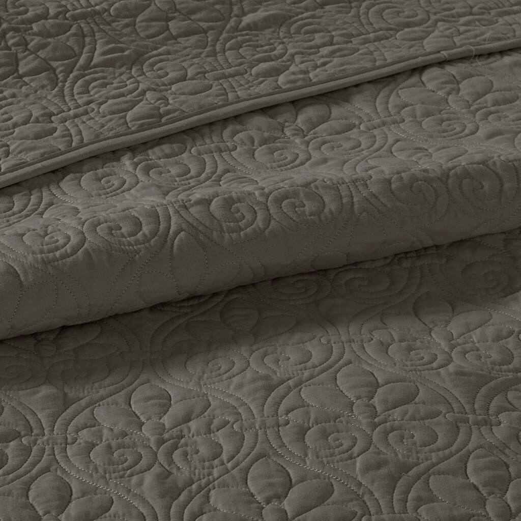Alt View 5. Gracie Mills - Gracie Mills Sandy Reversible Bedspread Set with Classic Stitch Pattern - Dark Grey.