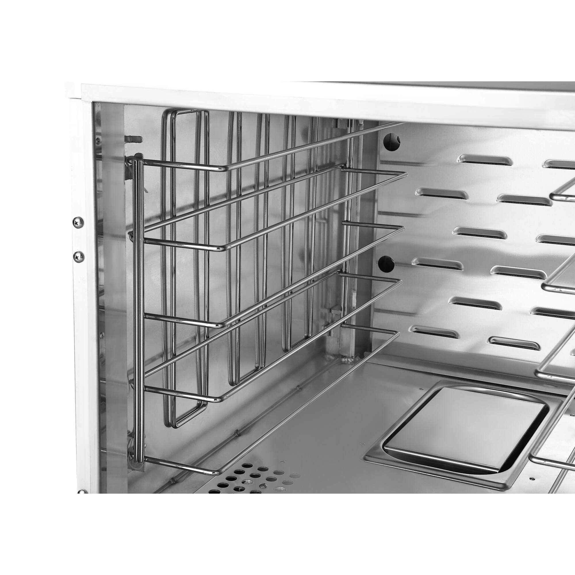 Alt View 4. Koolmore - 33 in. Commercial Half Size Non-Insulated 5-Pan Holding Cabinet with Wire Racks and Glass Door in Silver KM-CHP12-WNGL - Silver.
