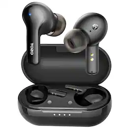 TOZO - A2 Mini Wireless Earbuds, Bluetooth 5.3, Lightweight, Built-in Mic, IPX5, Premium Sound, Charging Case - Black