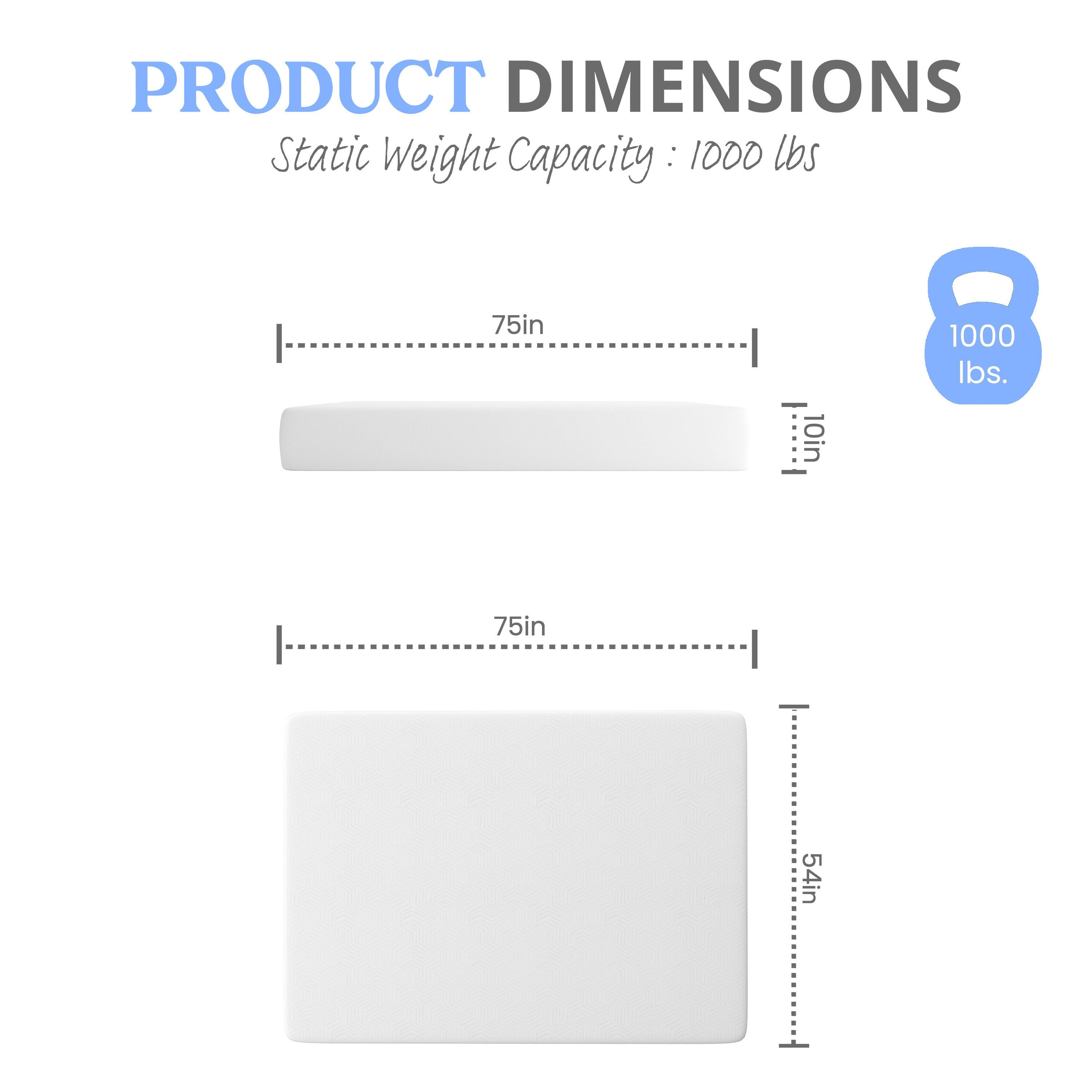 PRODUCT DIMENSIONS  
Static Weight Capacity: 1000 lbs  
75in x 10in x 54in