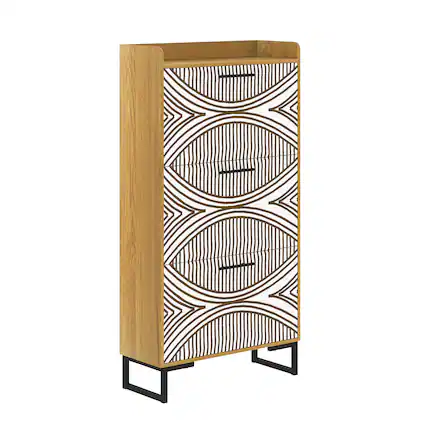 Front. Spaco - 3 Flip Drawers Shoe Cabinet For Entryway, Slim Hidden Shoe Storage Cabinet, Narrow Shoe Rack Organizer - Brown.