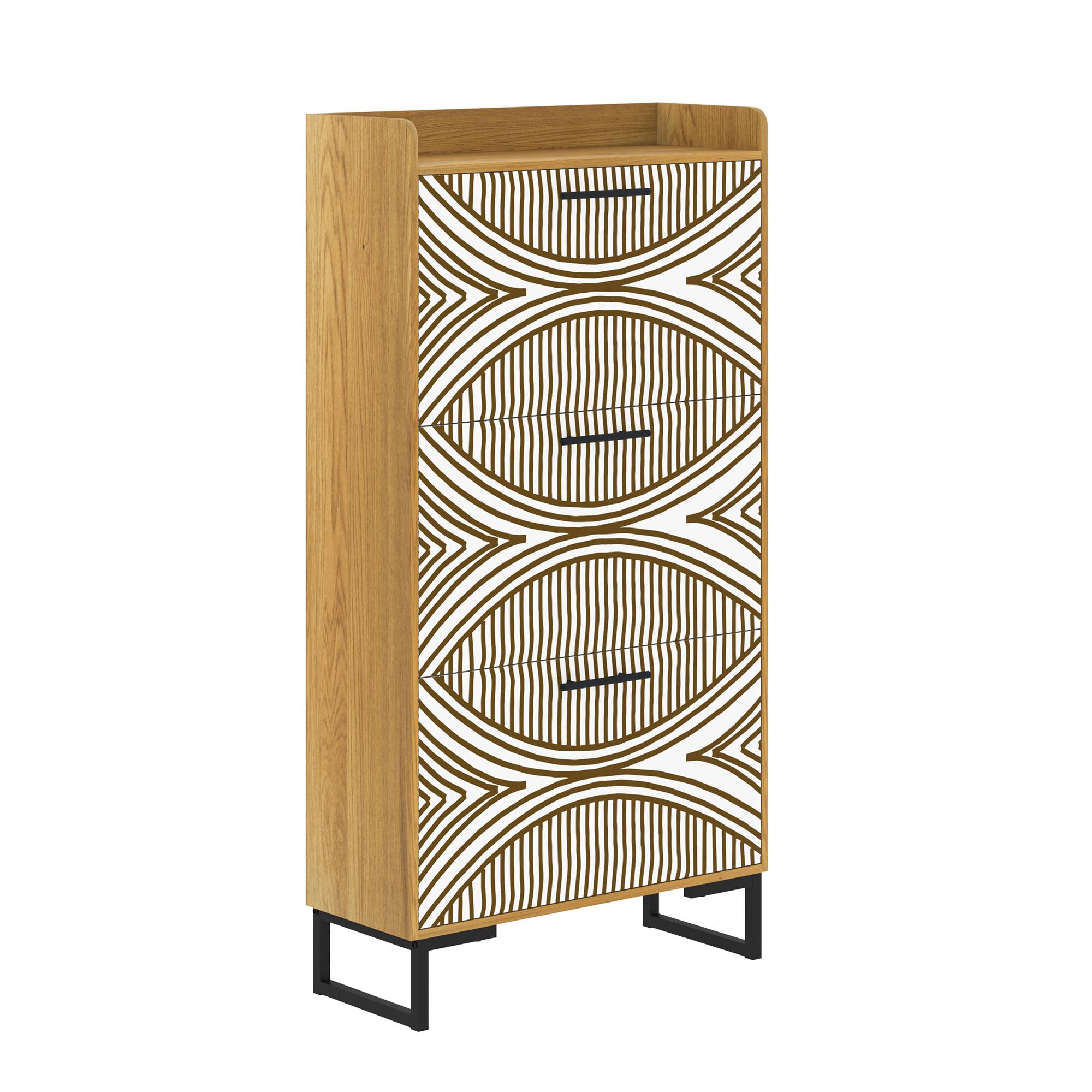 Front. Spaco - 3 Flip Drawers Shoe Cabinet For Entryway, Slim Hidden Shoe Storage Cabinet, Narrow Shoe Rack Organizer - Brown.