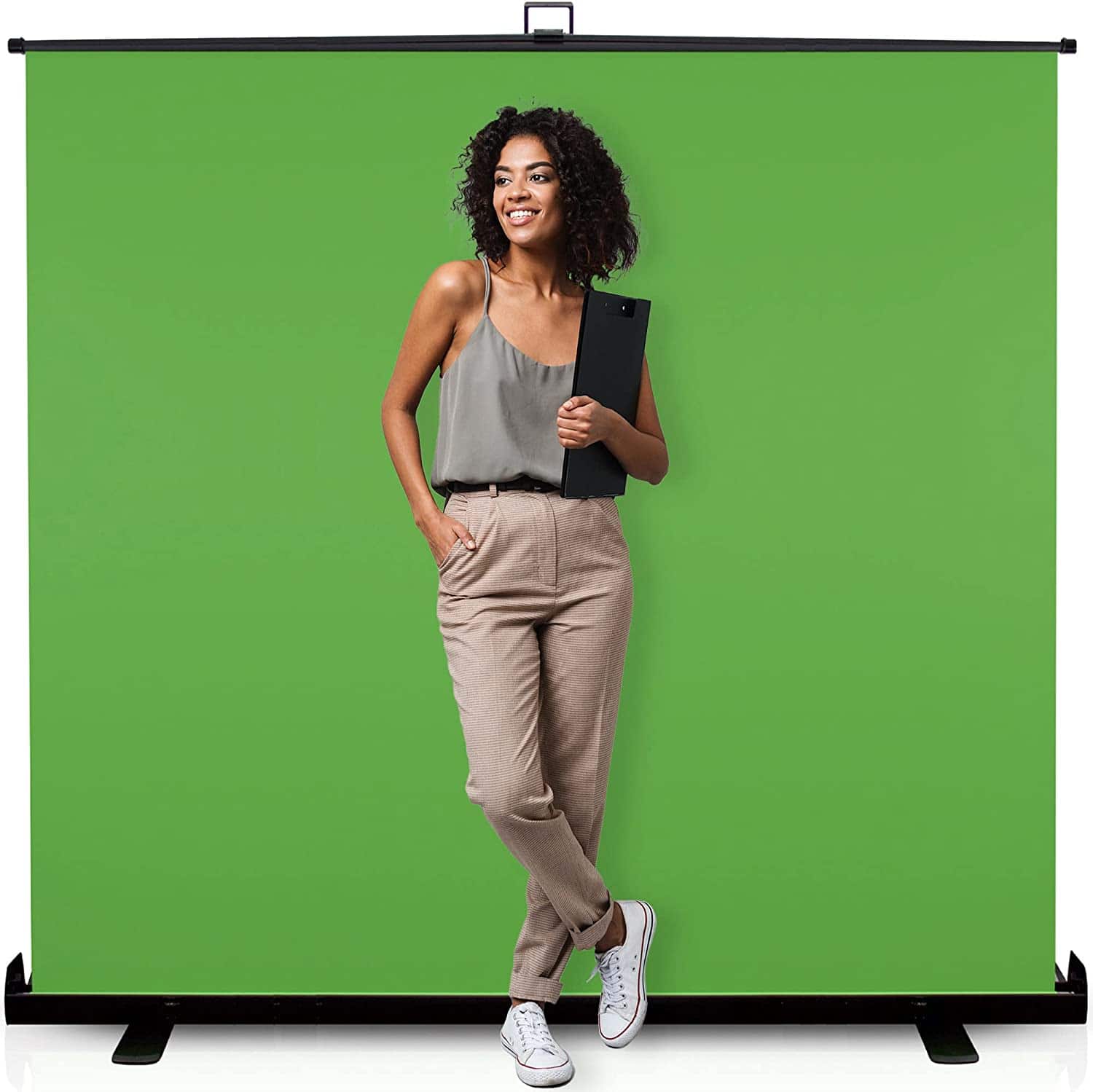 KHOMO GEAR - XL Pull-Up Green Screen – Extra-Large Collapsible Chroma Key for Studio, Streaming, and Content Creation