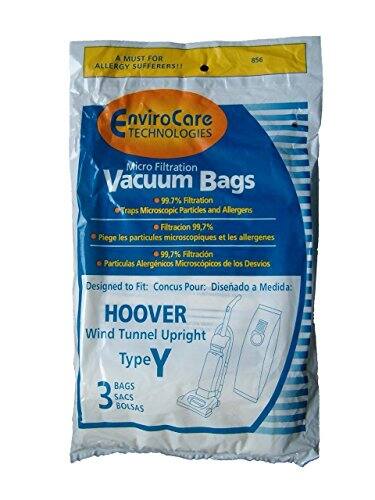 A MUST FOR ALLERGY SUFFERERS!  
EnviroCare TECHNOLOGIES Micro Filtration Vacuum Bags  
99.7% Filtration traps Microscopic Particles and Allergens  
Filtración 99.7% Piege les particules microscopiques et les allergenes  
99.7% Filtración Particulas Alergénicos Microscópicos de los Desvios  
Designed to Fit: Conçu Pour: Diseñado a Medida:  
HOOVER Wind Tunnel Upright Type Y  
3 BAGS SACS BOLSAS