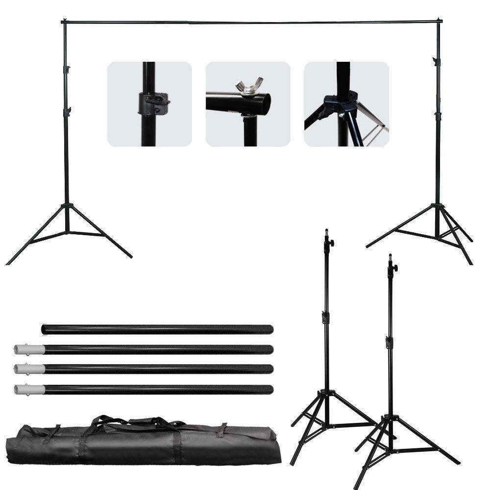 Front. Winado - 10FT Heavy Duty Backdrop Stand KIT Photography Studio Background Support Photo Video Studio Backdrop Stand w/ Carry Bag - Black.