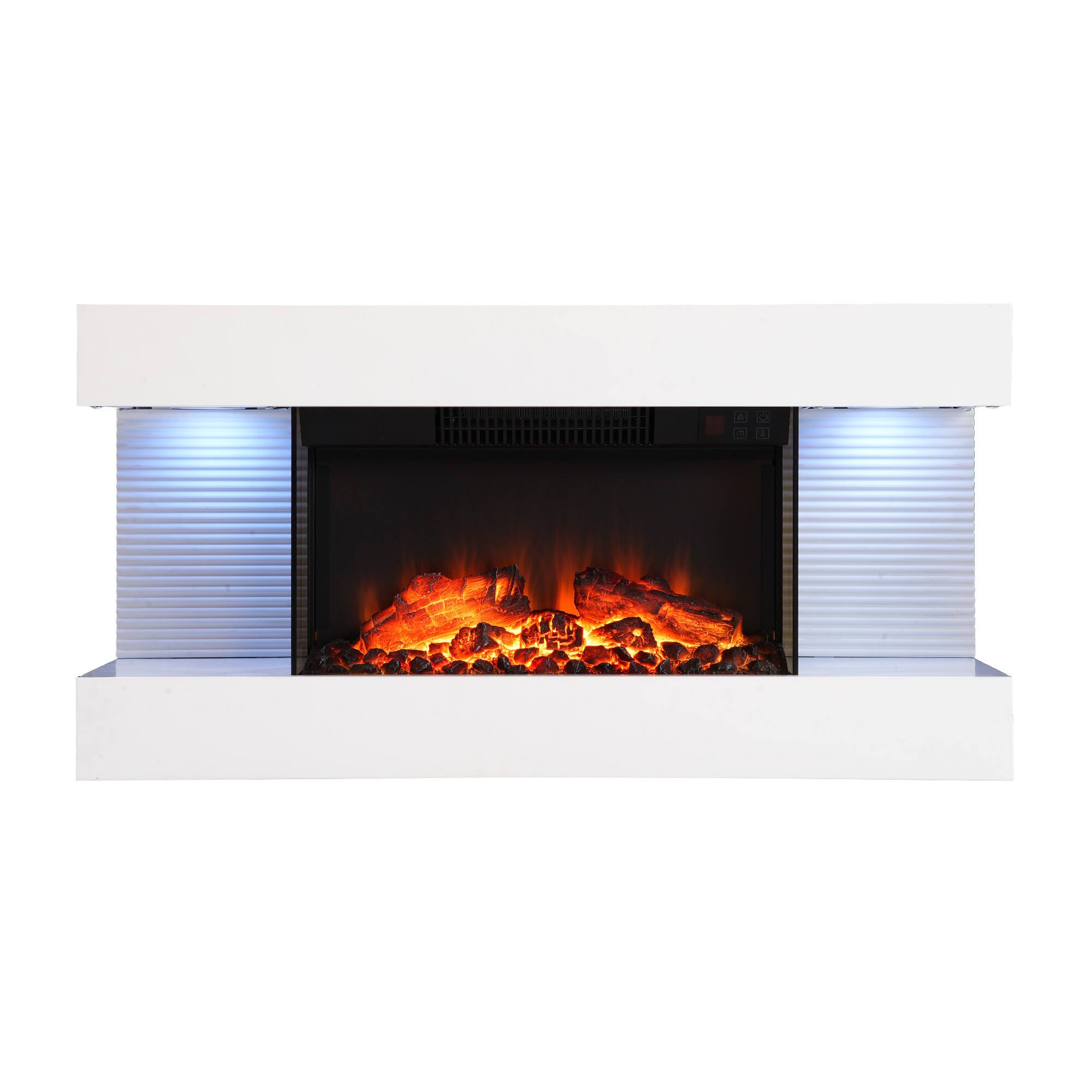 Alt View 6. Mondawe - 32" Stylish Electric Fireplace with Suspended LED Light Mantel and Remote Control - Black and White.