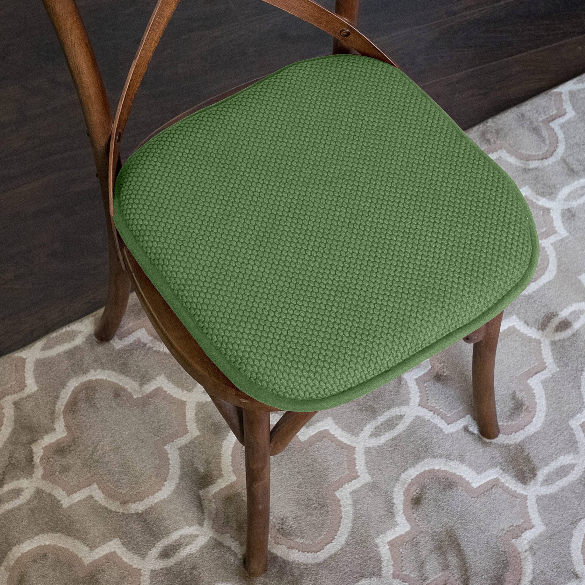 Left. Sweet Home Collection - Honeycomb Memory Foam No Slip Back 16" x 16" Chair Pad Cushion, 6-Pack - Green.