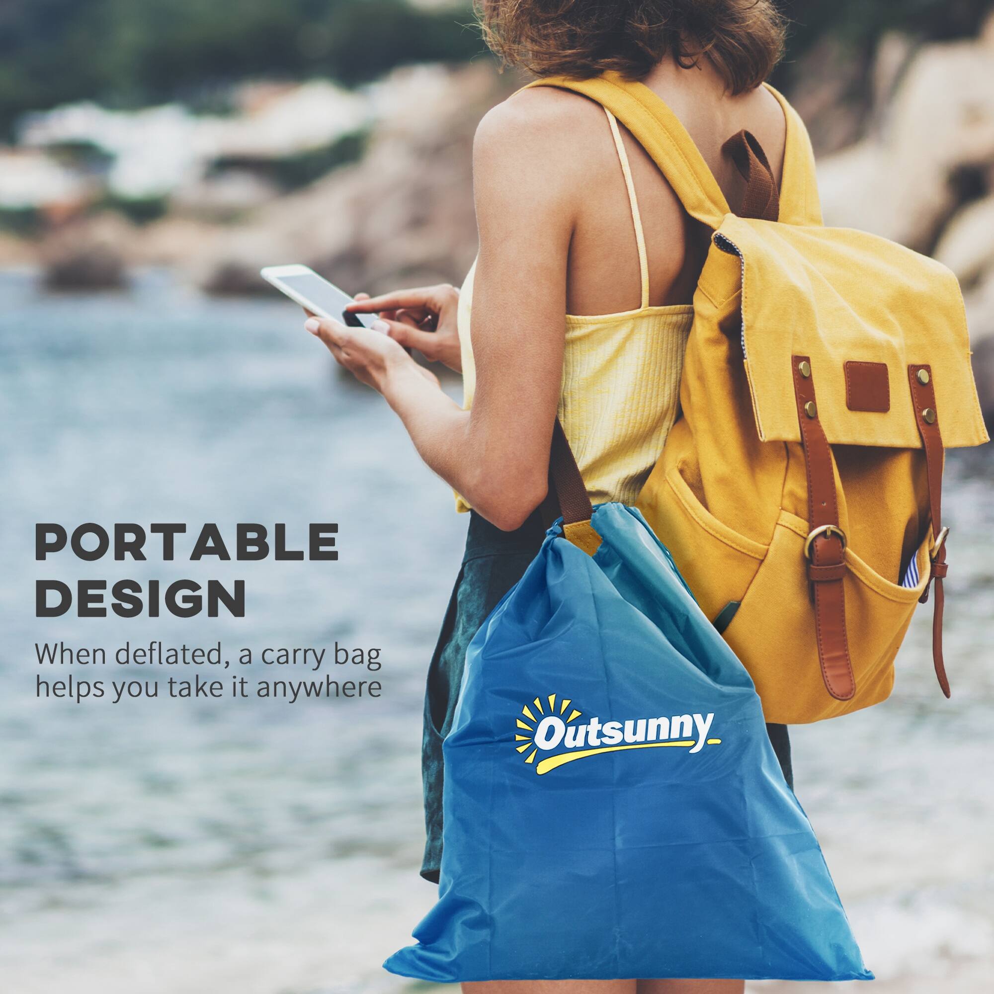 PORTABLE DESIGN  
When deflated, a carry bag helps you take it anywhere  

Outsunny