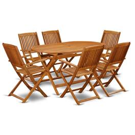 East West Furniture - Wooden Patio Set Natural Oil - Brown
