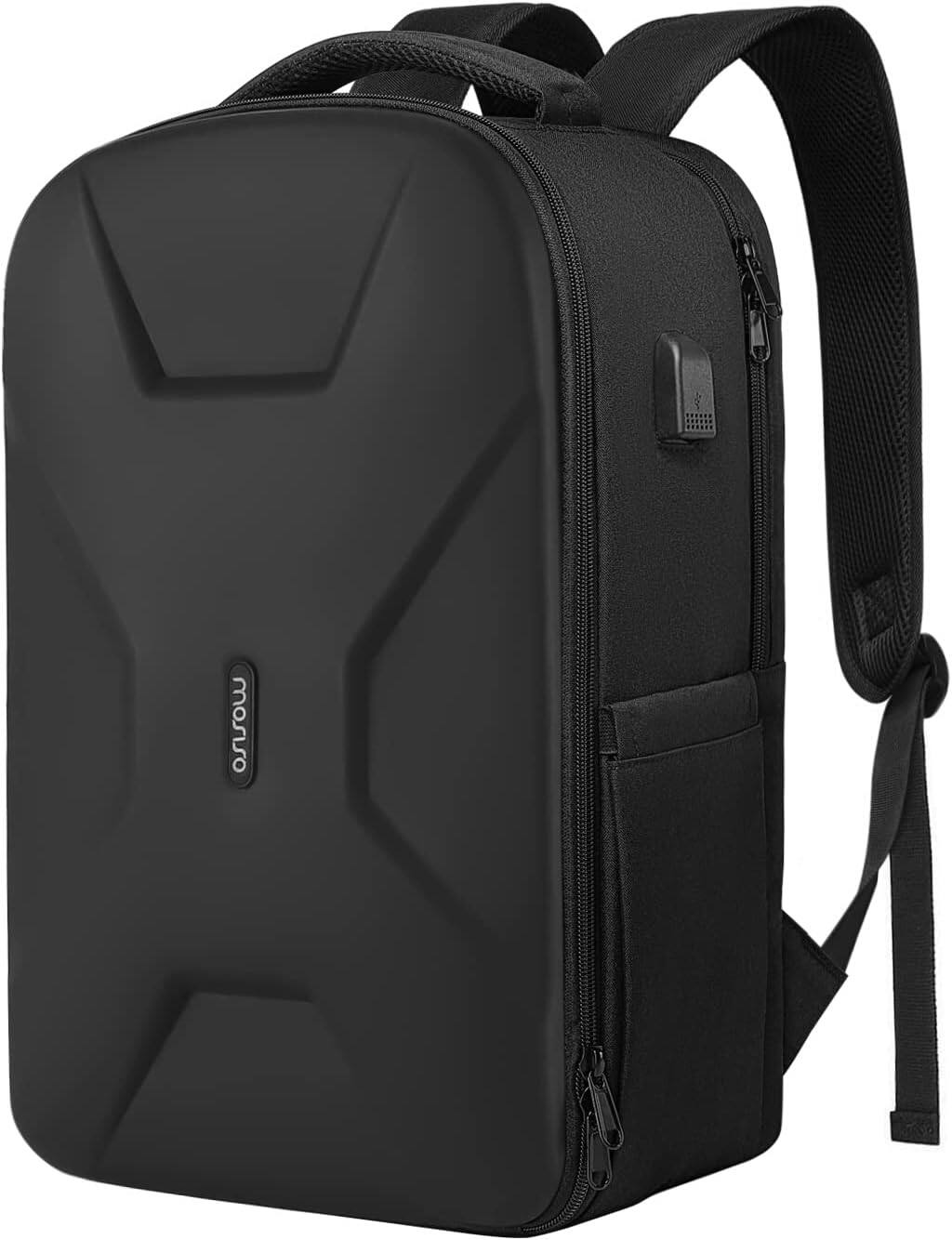 Front. mosiso - 35L Laptop Backpack 15.6-16 Inch, Waterproof Hardshell Travel Computer Bag with USB Port, Anti-Theft & Luggage Strap - Black.