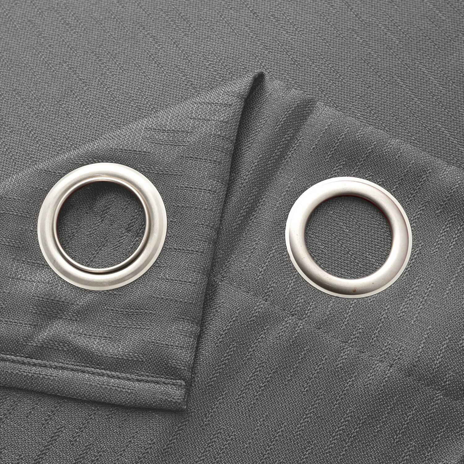 Back. RT Designers Collection - RT Designers Collection 100% Polyester 140 GSM Sedona Jacquard Grommet Curtain Panel 54" x 90" Grey - Grey.