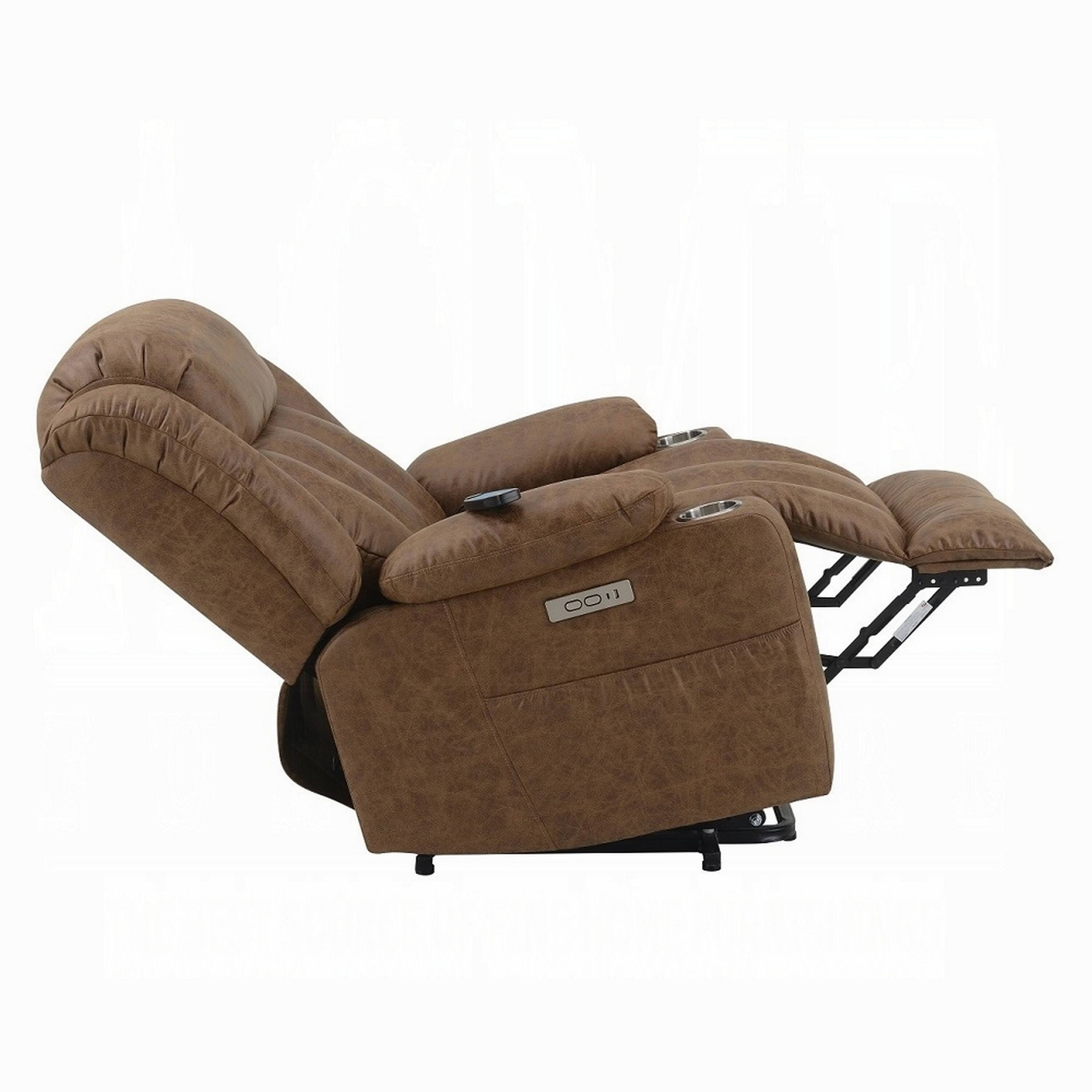 Alt View 3. Manhattan Lane - Mario Power Recliner Lift Chair, Heating Massage, Brown Faux Leather - Brown.