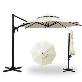 Ainfox - 10ft Cantilever Patio Umbrella with led lights - Beige