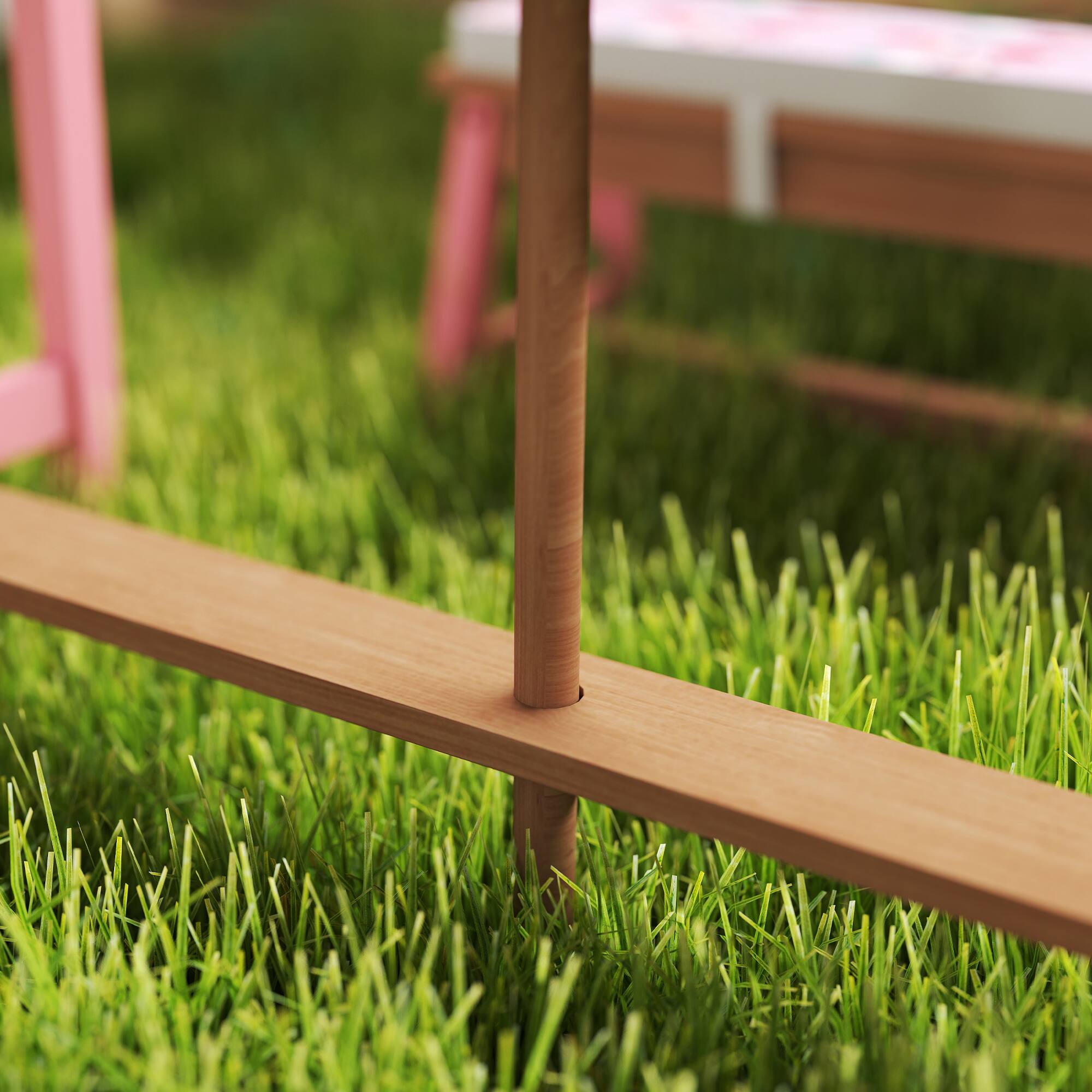 Alt View 8. Qaba - Picnic Table Set with Foldable Umbrella, Removable Cushions & Boxes - Pink.