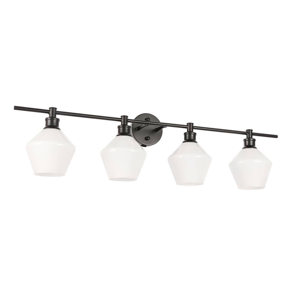 Left. Living District - Gene 4 light Black and Frosted white glass Wall sconce - Black And Frosted White Glass.