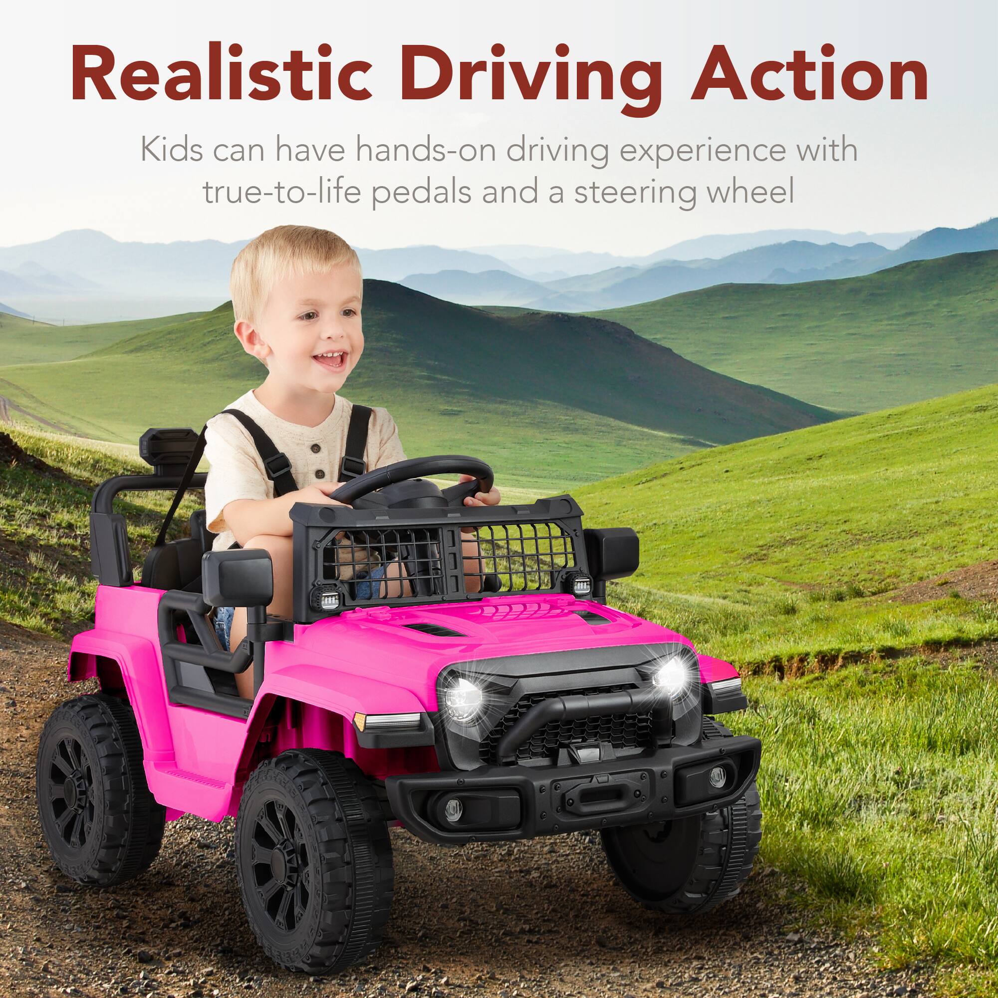 Realistic Driving Action

Kids can have hands-on driving experience with true-to-life pedals and a steering wheel.