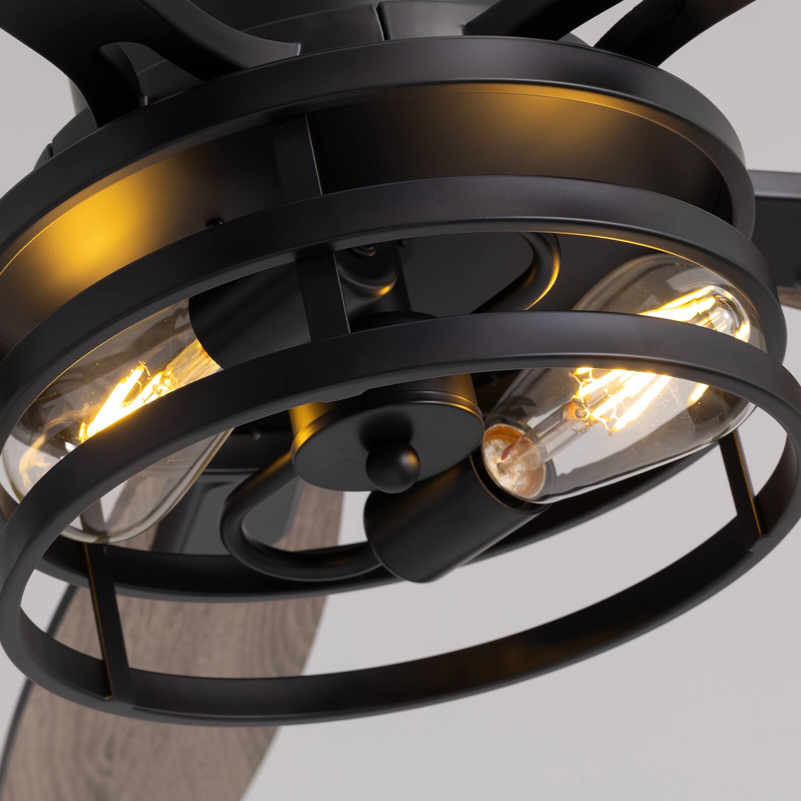 Alt View 7. Siljoy - 52 Inch Farmhouse Cage Ceiling Fan with Light 5 Walnut or Black Blades Remote for Bedroom Living Room Patio - Brown.
