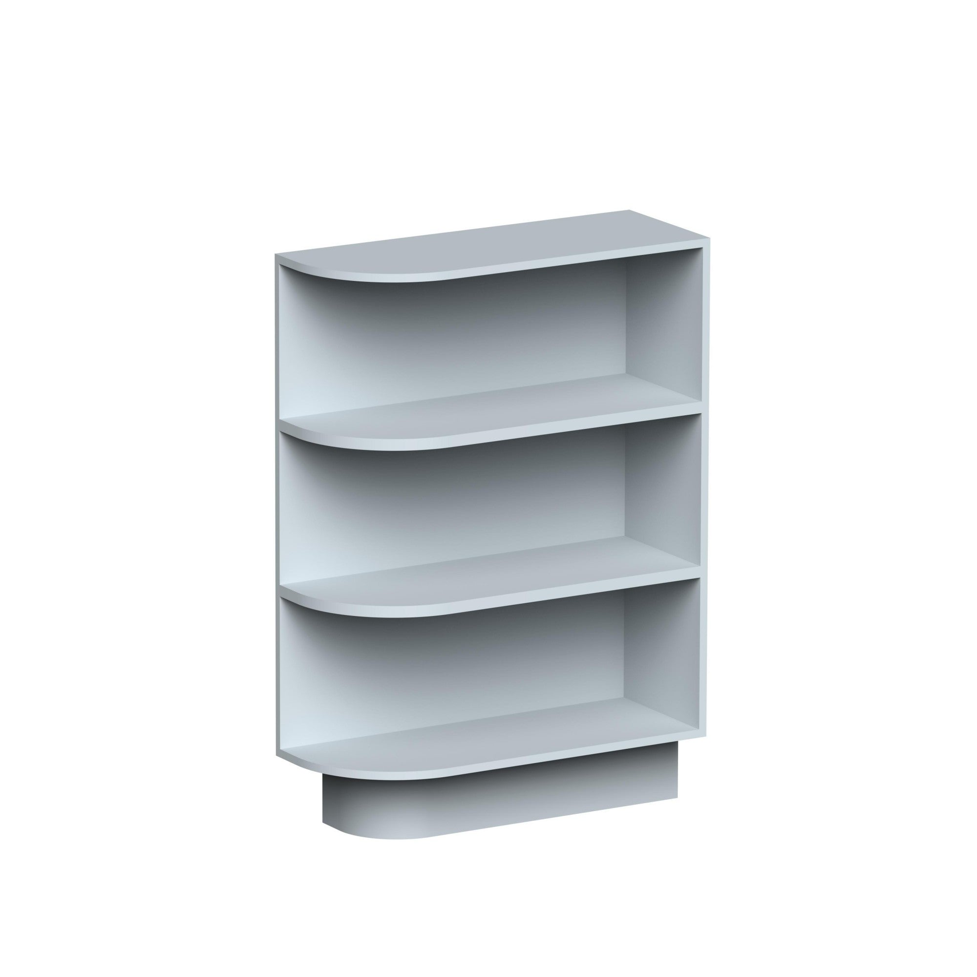 Alt View 1. Boyel Living - 9in.W Dove Gray END CORNER OPEN SHELF BASE Fully assembled Cabinet with 4 Curved Shelves - Gray.