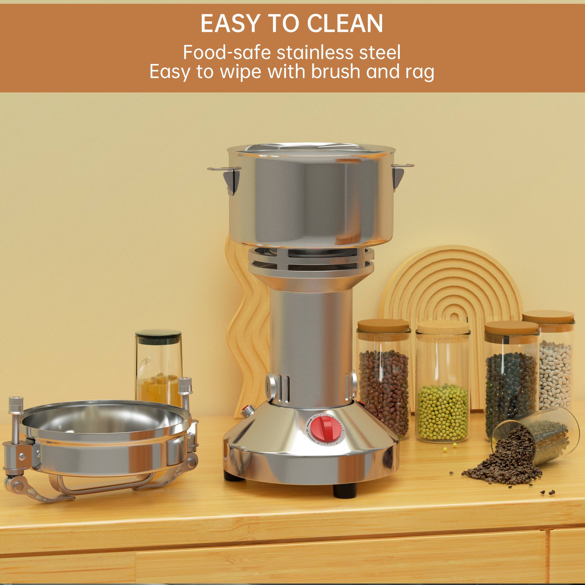 EASY TO CLEAN  
Food-safe stainless steel  
Easy to wipe with brush and rag