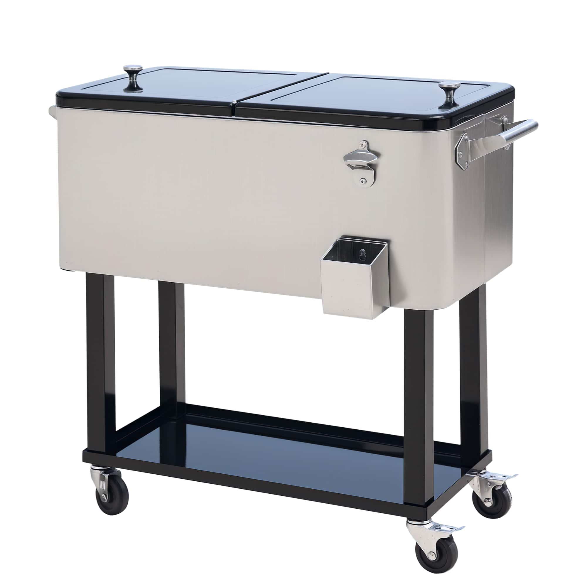 Outsunny - QT Rolling Cooling Bins Ice Chest on Wheels Outdoor Stand Up Drink Cooler Cart for Party - Silver price history on PriceWatchPro