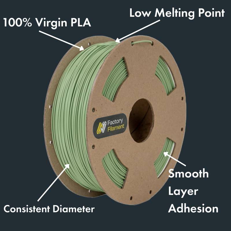 100% Virgin PLA  
Low Melting Point  
Consistent Diameter  
Smooth Layer Adhesion