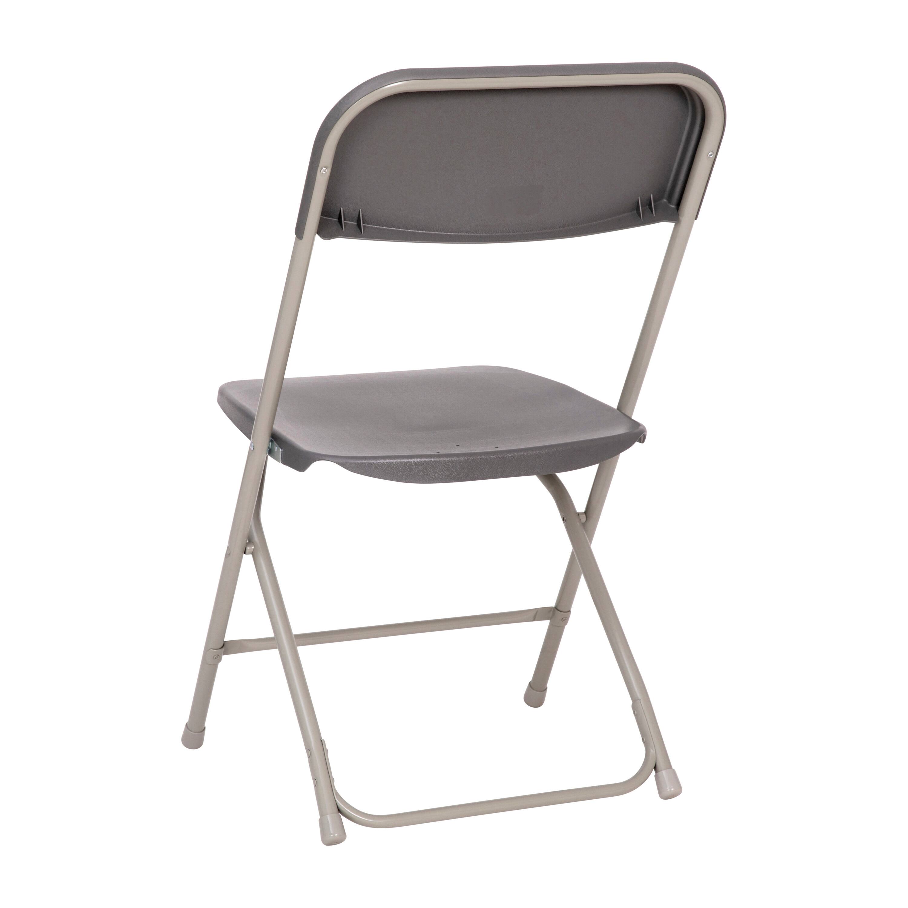 Alt View 10. Emma + Oliver - Set of 4 Extra Wide Plastic Folding Chairs with Sturdy Metal Frames - Gray.