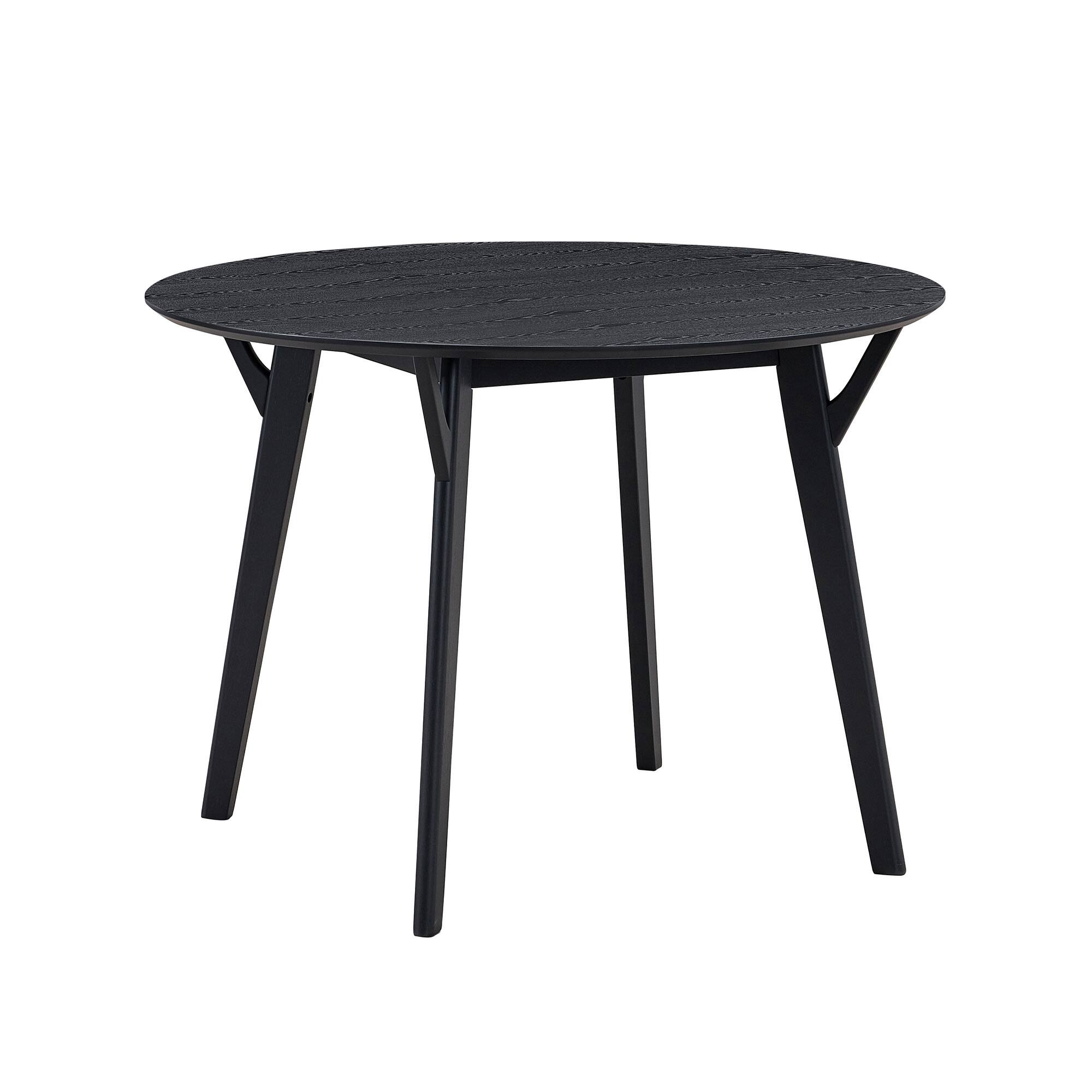 Angle. Tiramisubest - 42.01 Inch Saving Place Table,Wooden Dining Table for 4 Persons,Modern Design Round Kitchen Table,Black - Black.
